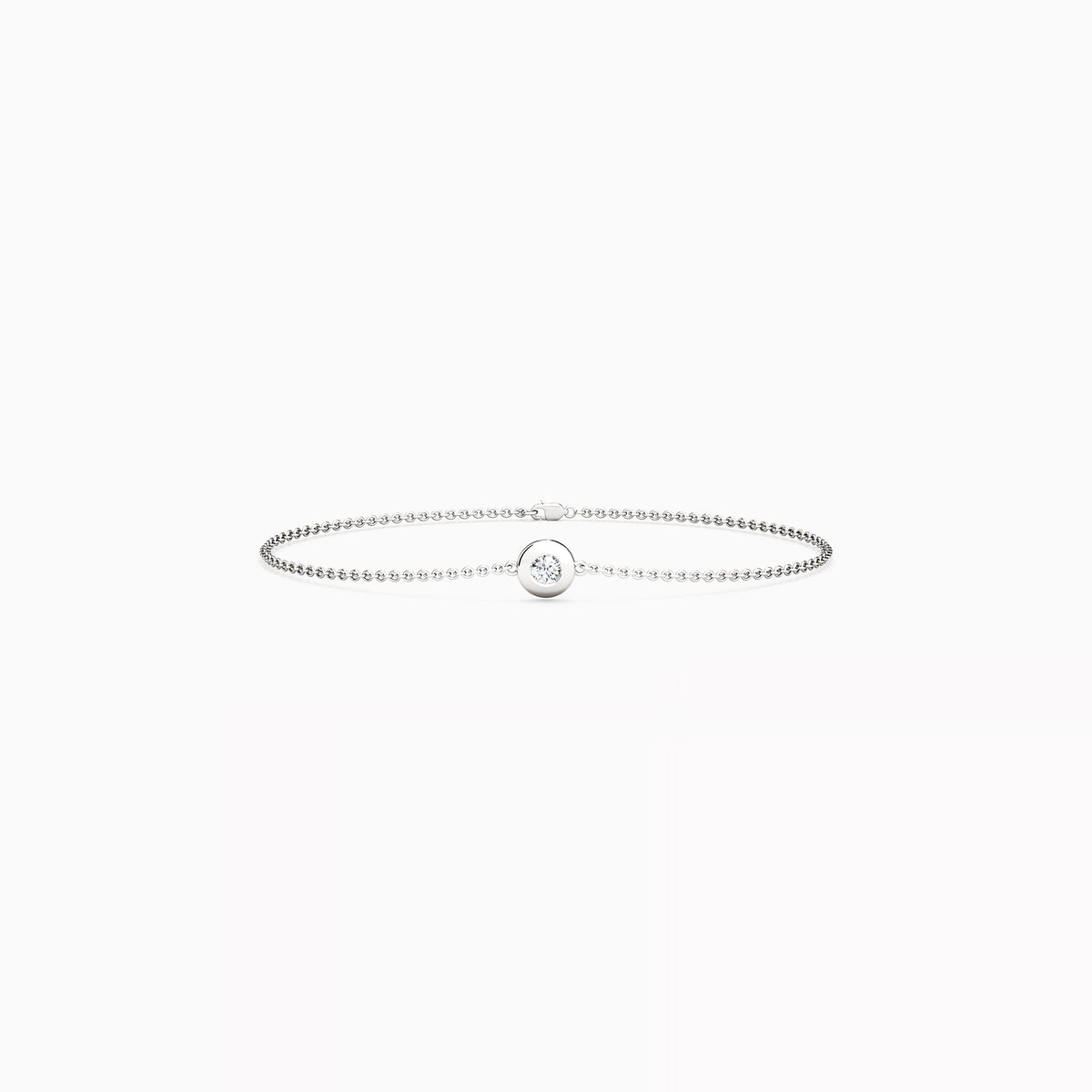 Bracelet chaîne serti d'un diamant simple en or 14 carats