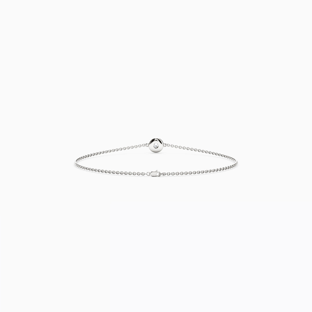 Bracelet chaîne serti d'un diamant simple en or 14 carats