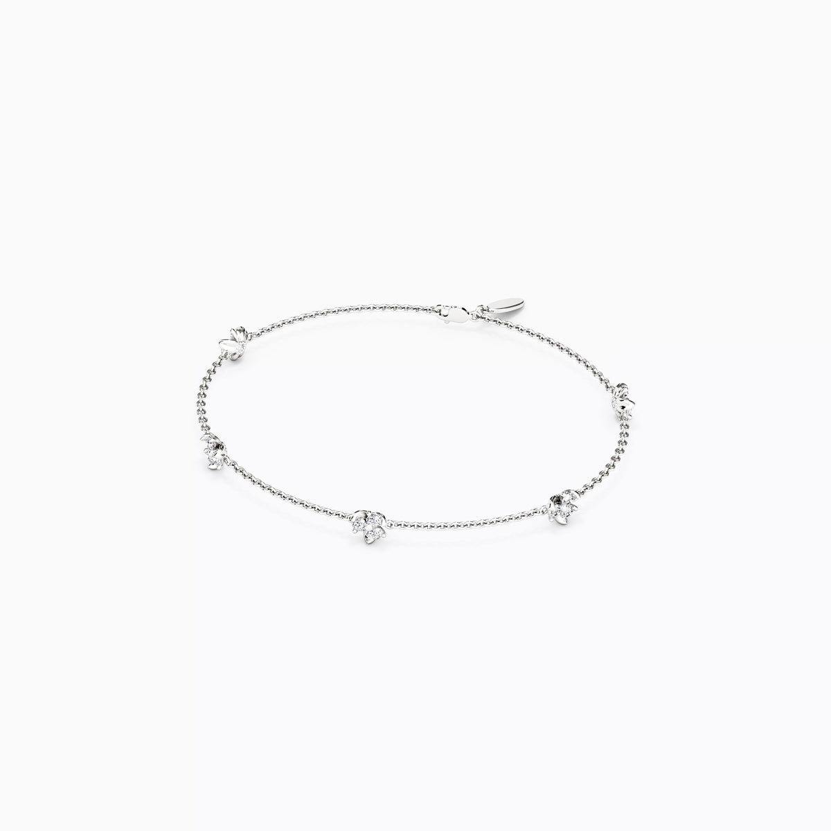 Diamond Mini Lotus 5-Station Chain Bracelet | 14K Gold