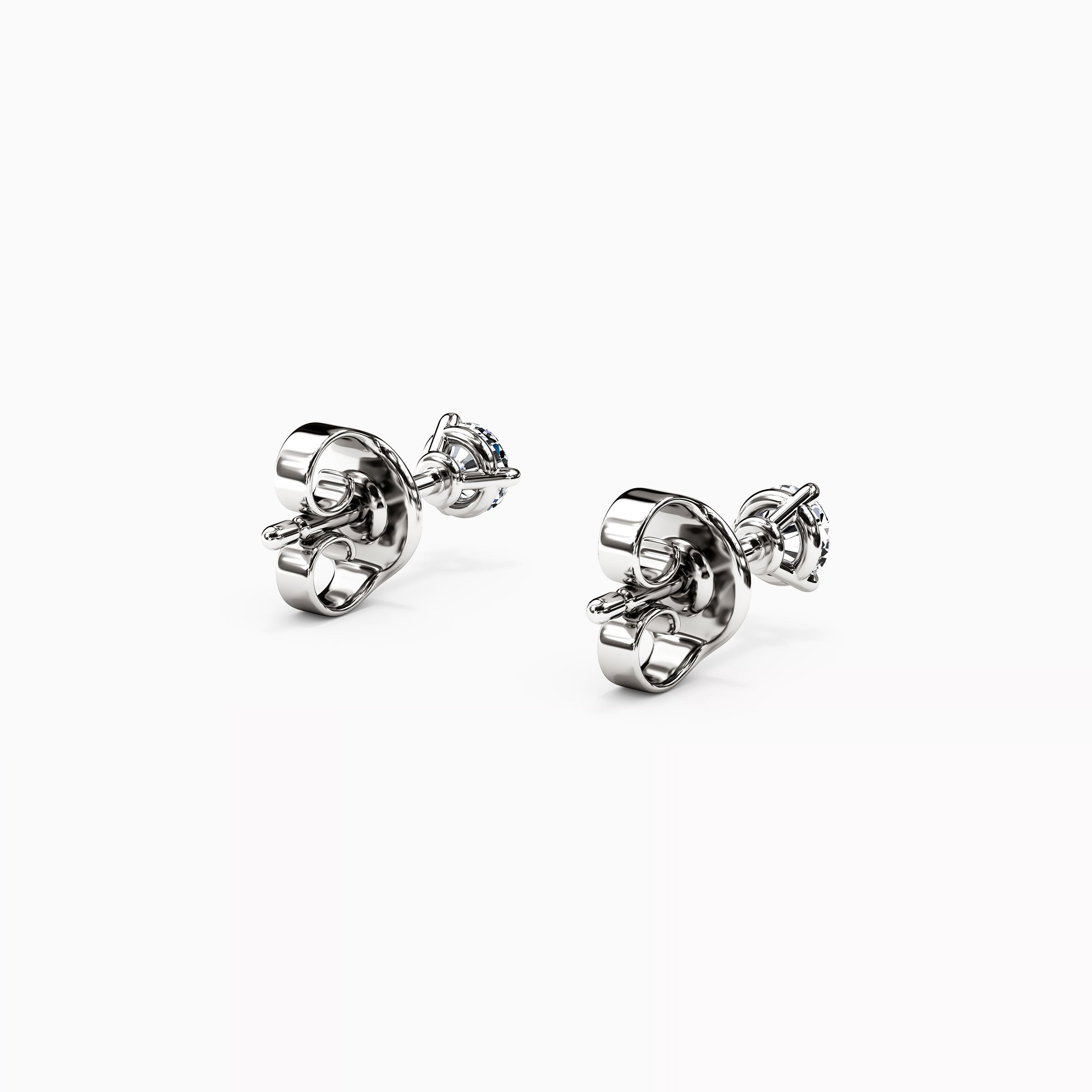 Boucles d'oreilles solitaire diamant rond à 3 griffes | Or 14 carats