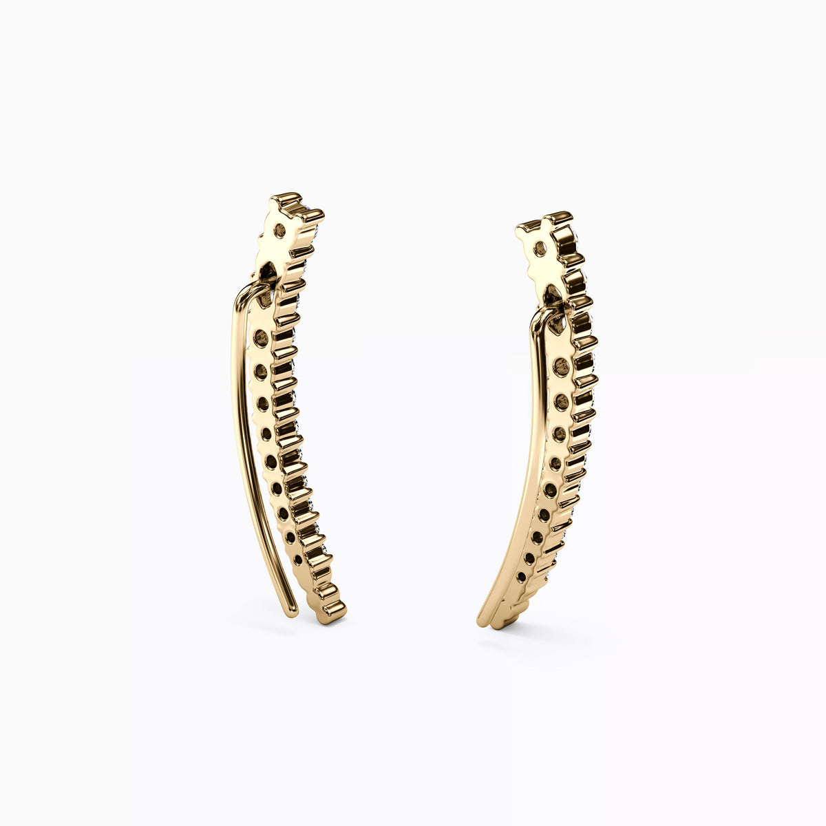 Boucles d'oreilles grimpantes incurvées en or 14 carats