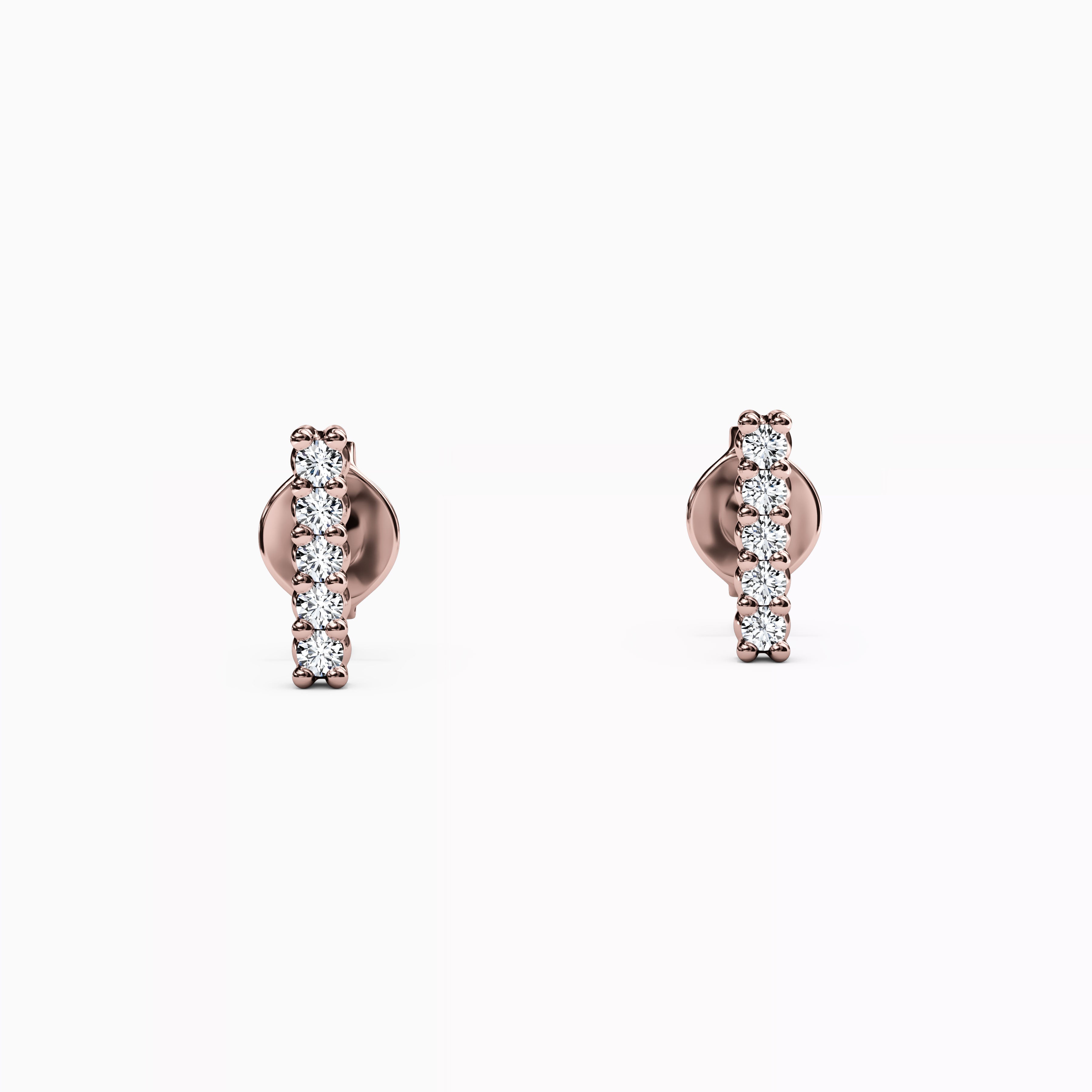 Boucles d'oreilles pendantes en forme de barrette sertie de diamants | Or 14 carats