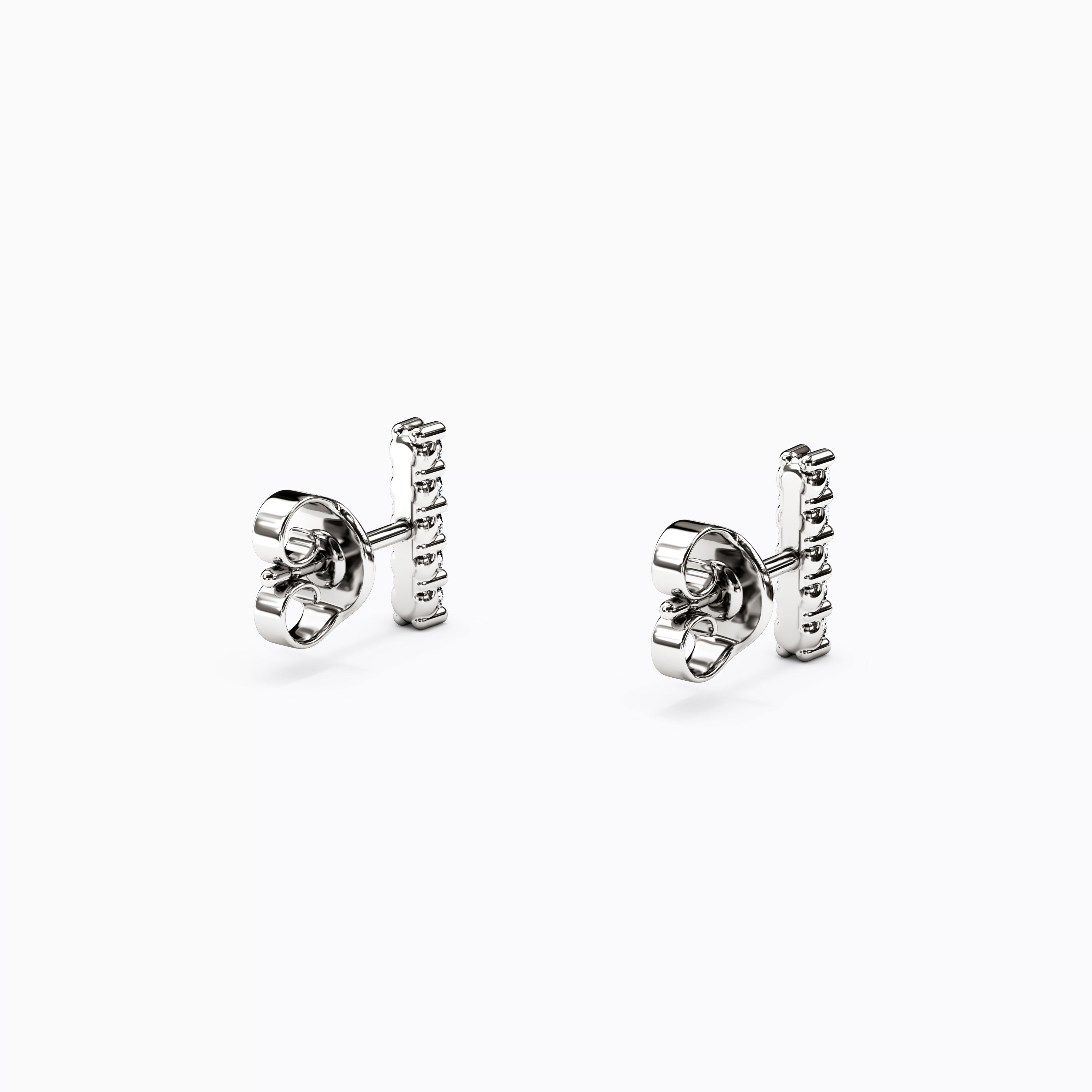 Boucles d'oreilles pendantes en forme de barrette sertie de diamants | Or 14 carats