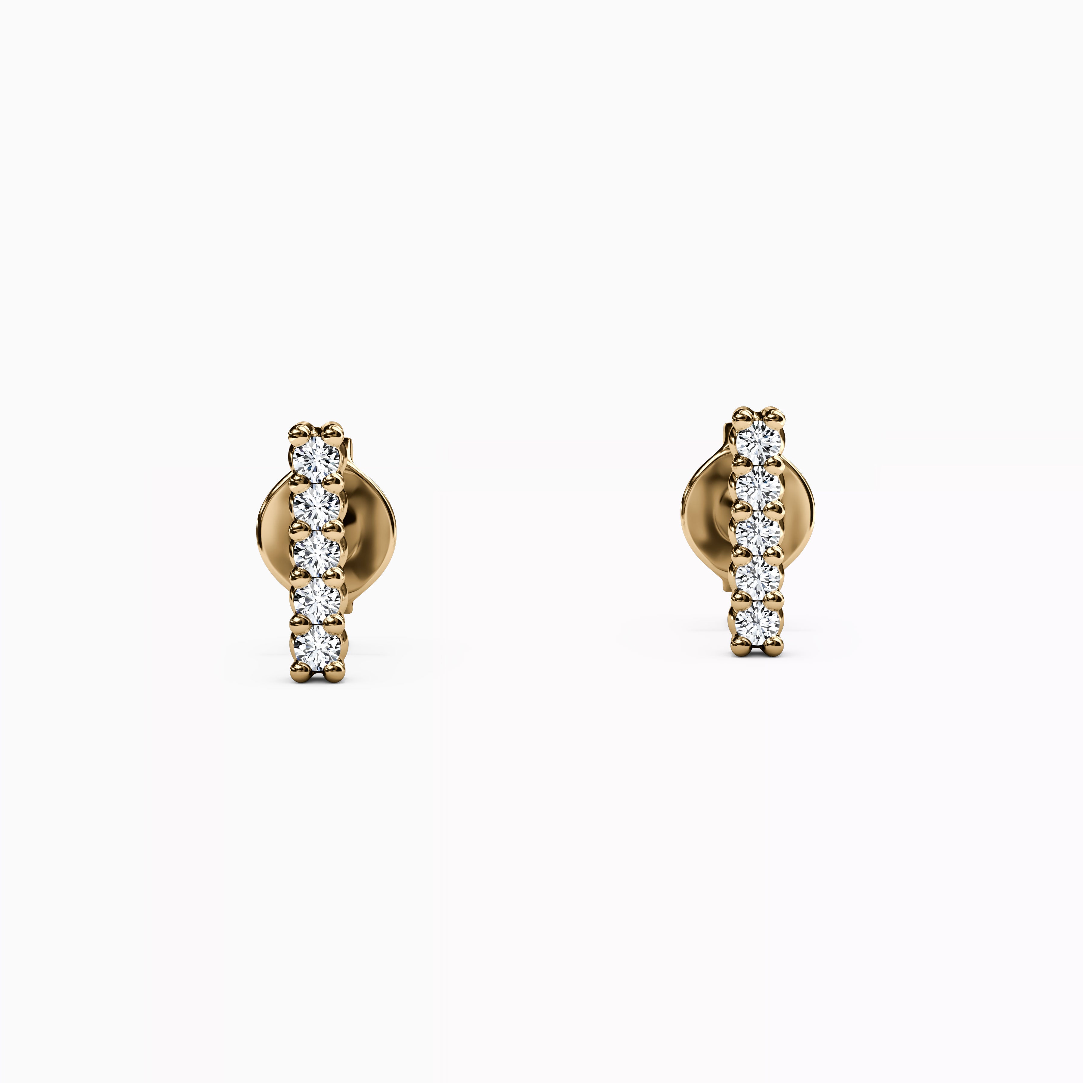 Boucles d'oreilles pendantes en forme de barrette sertie de diamants | Or 14 carats