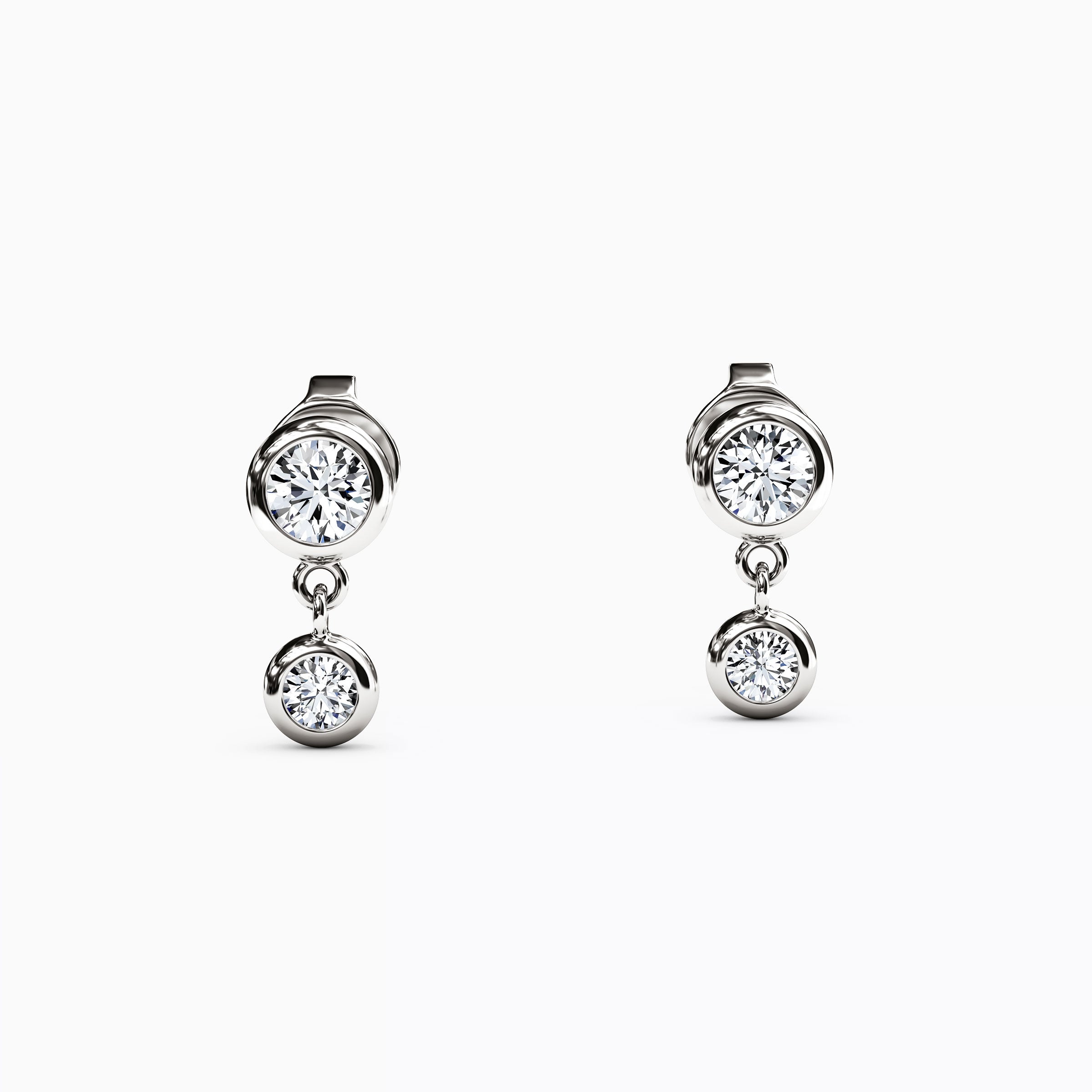 Diamond Bezel Mini Drop Earrings |14K Gold