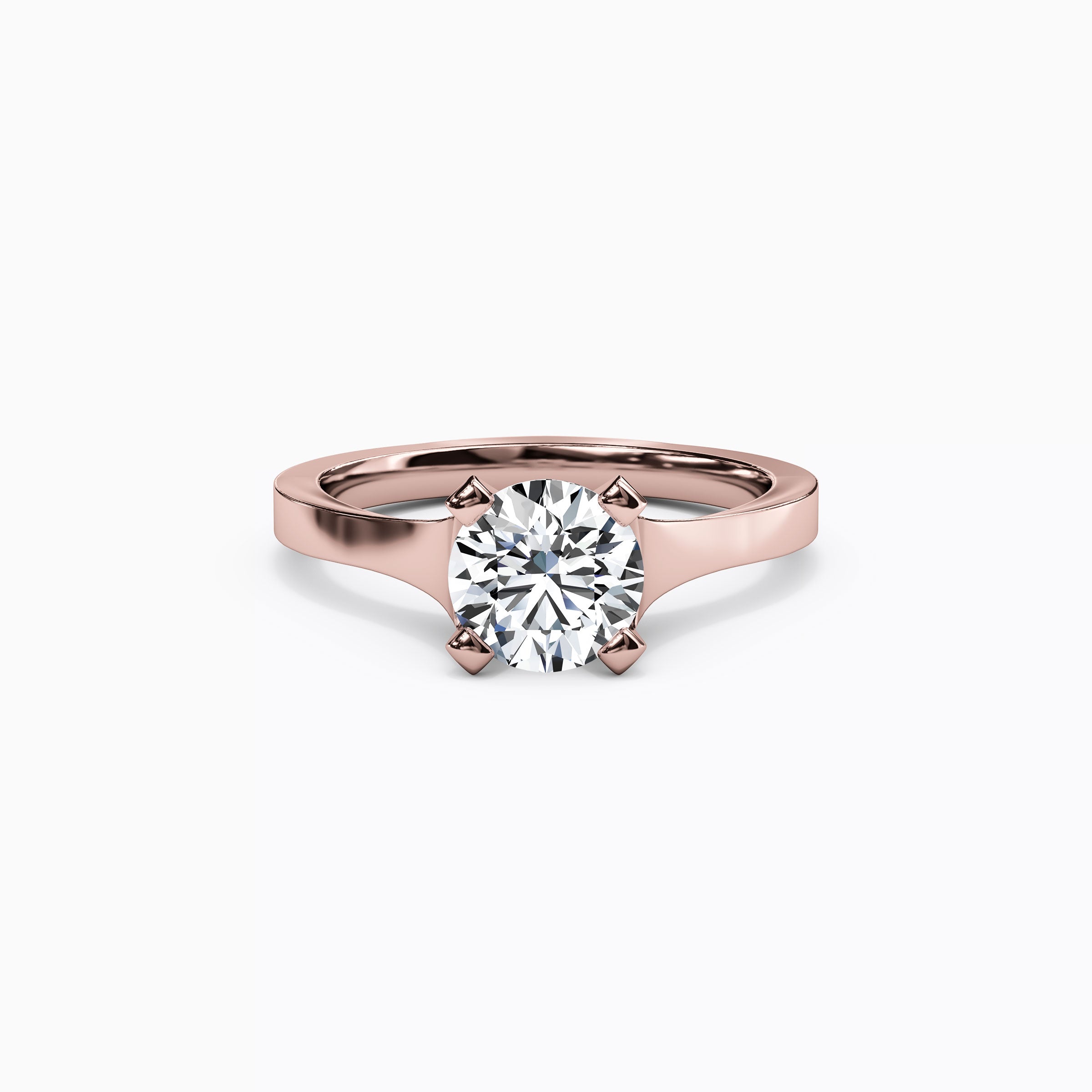 Bague de fiançailles solitaire en or 18 carats, sertie d'un diamant pavé et à monture conique.