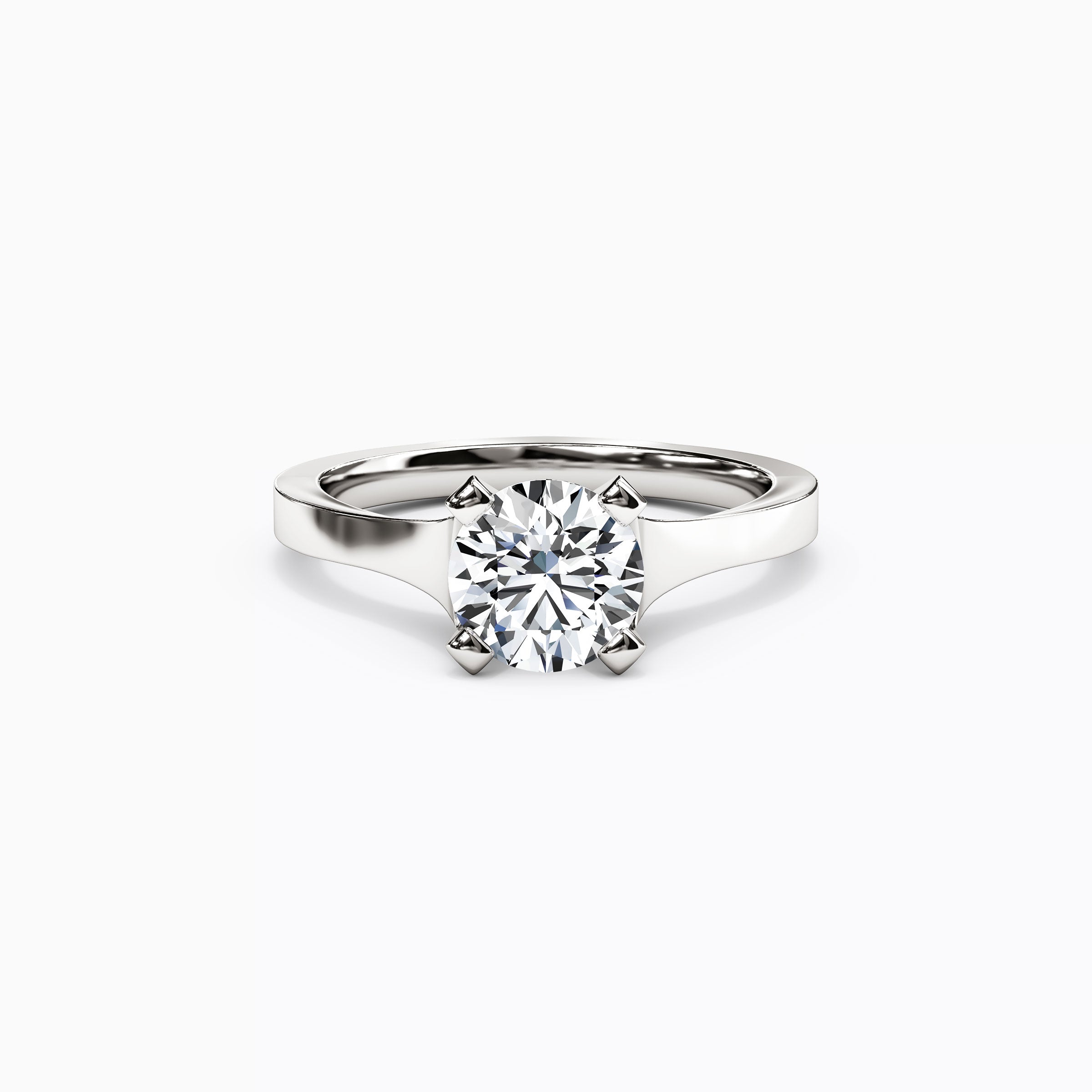 Solitaire Diamond with Pavé Tapered Engagement Ring in Platinum