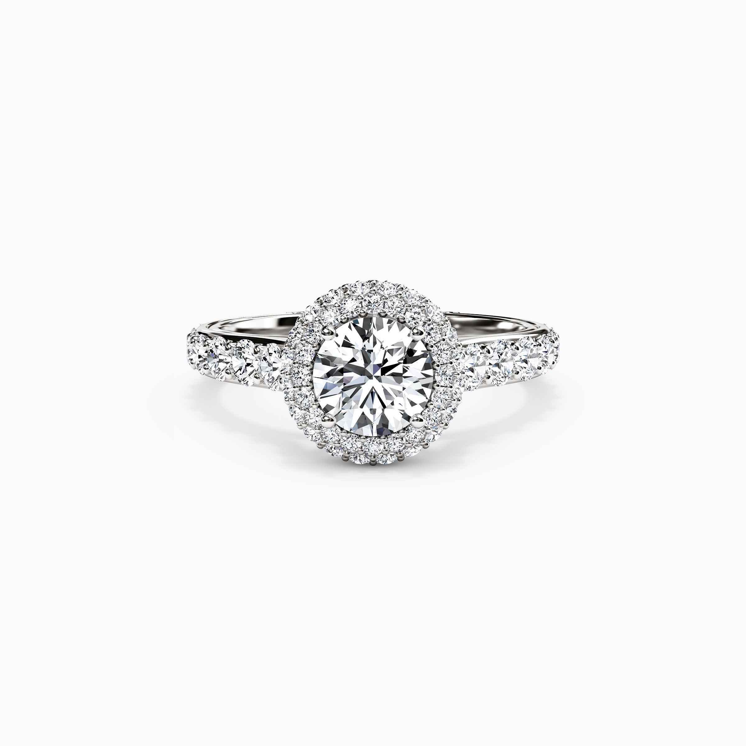 Bague de fiançailles Halo Marielle en platine