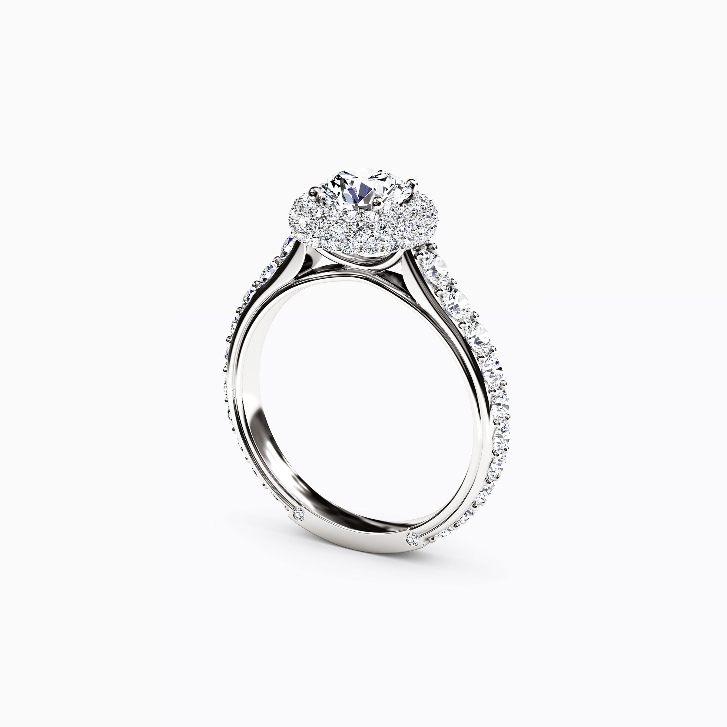 Bague de fiançailles Halo Marielle en platine