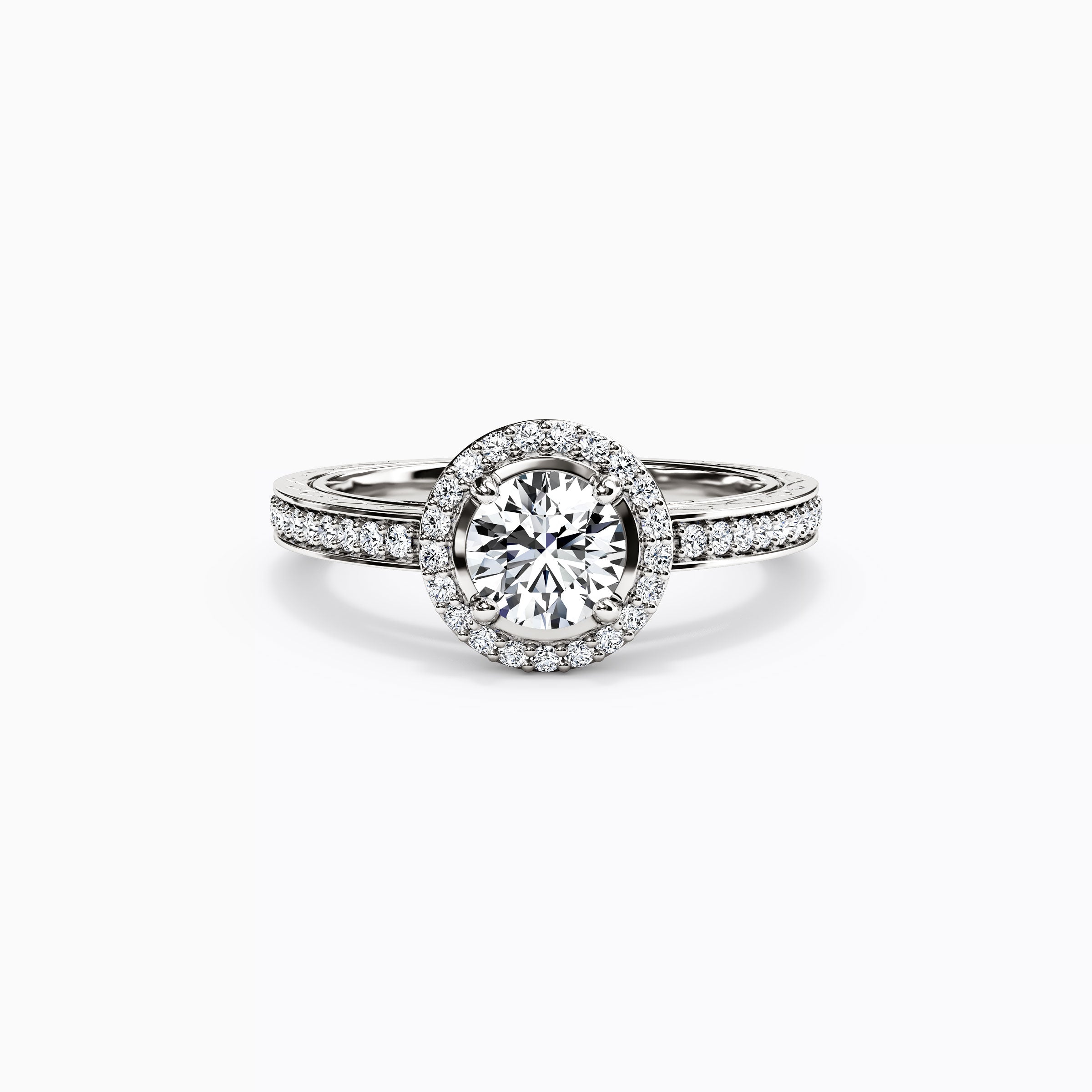 Bague de fiançailles Halo Pavé en platine