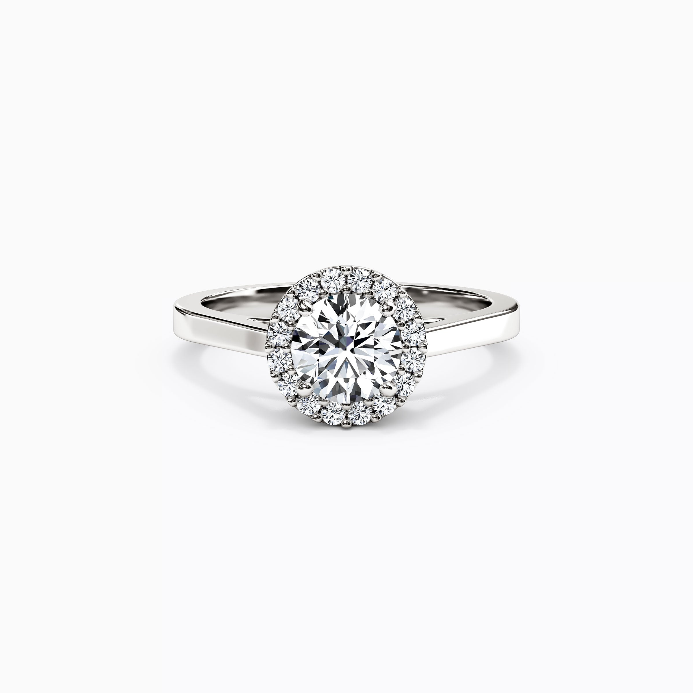 Bague de fiançailles Halo Pierced Gallery en platine