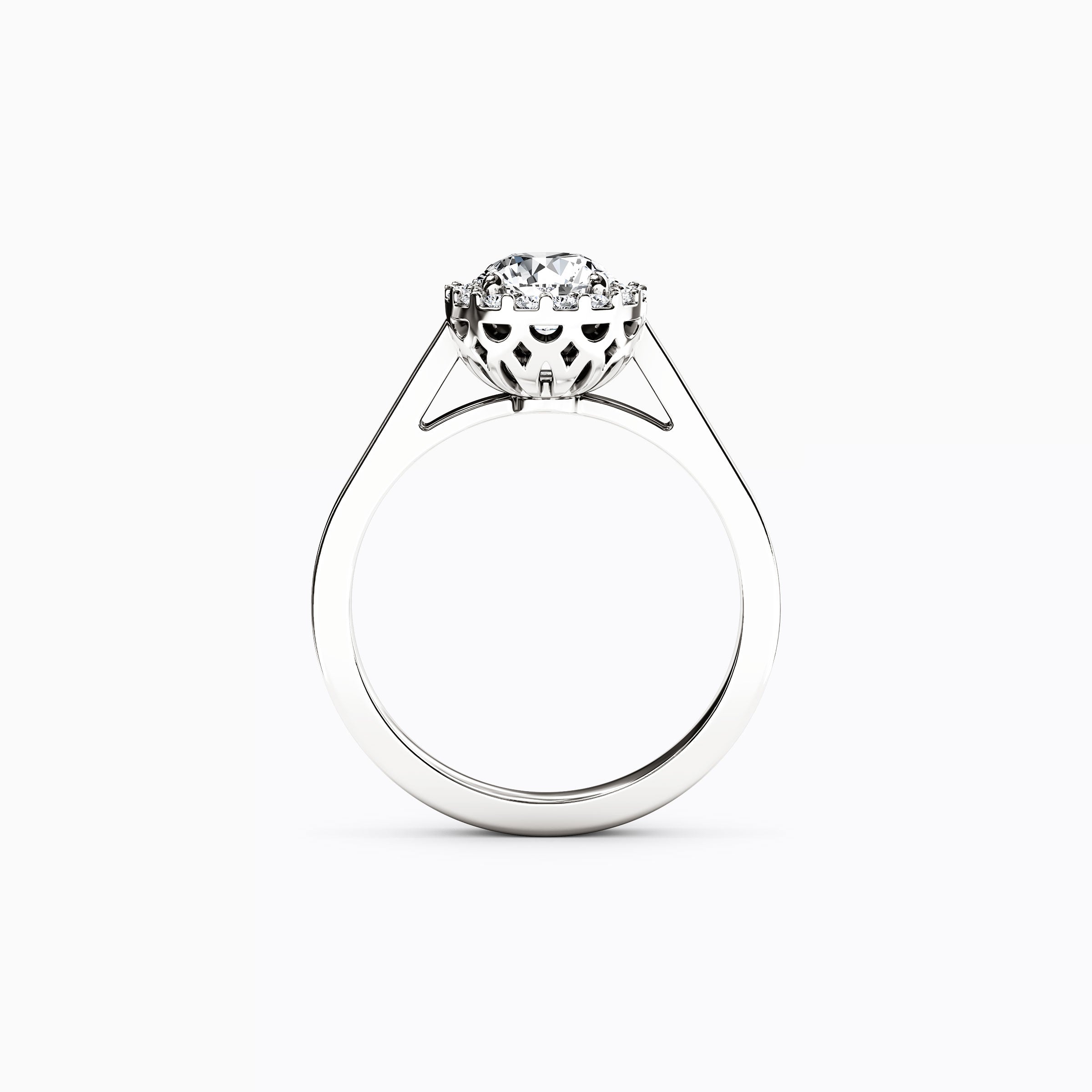 Bague de fiançailles Halo Pierced Gallery en platine