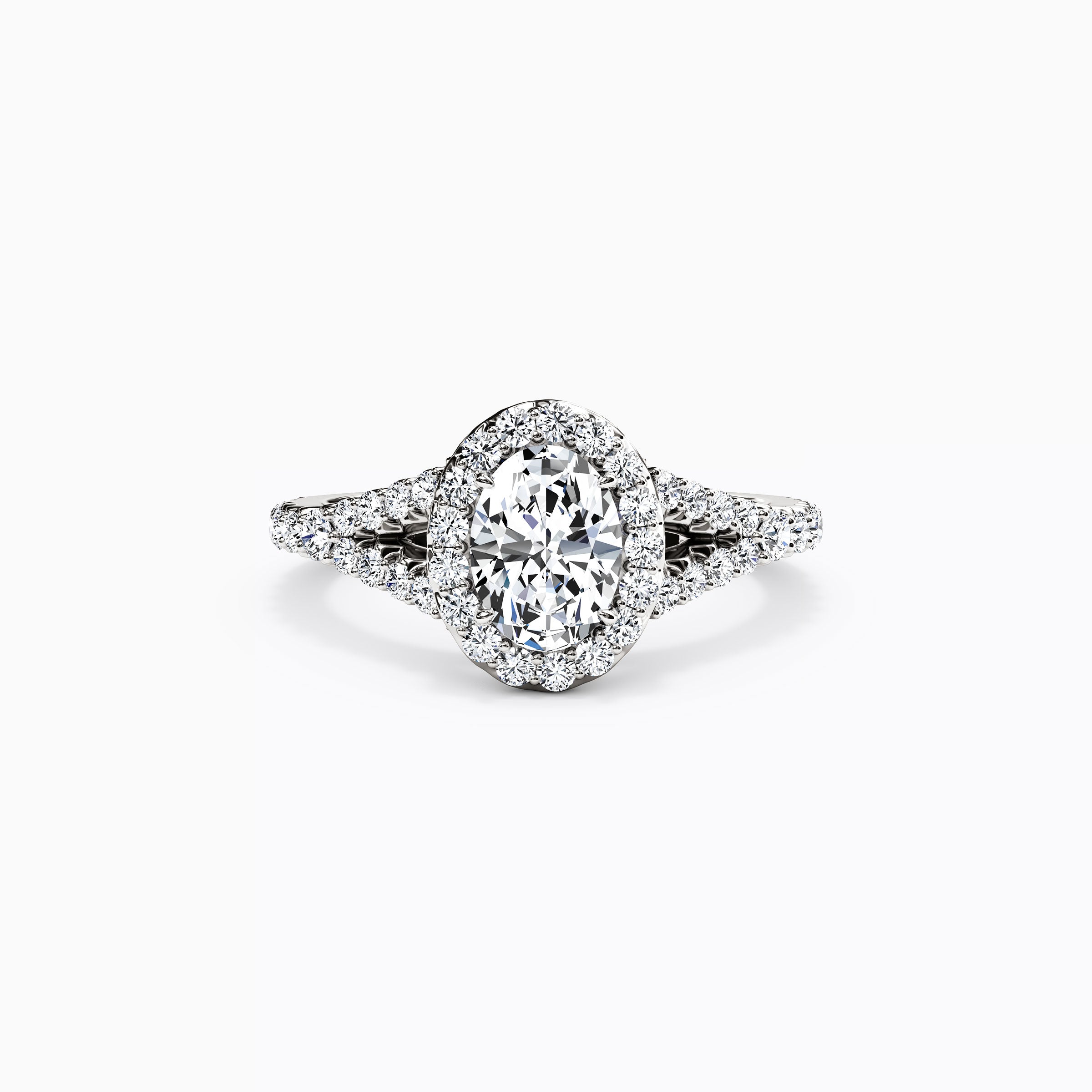 Bague de fiançailles ovale Halo en platine