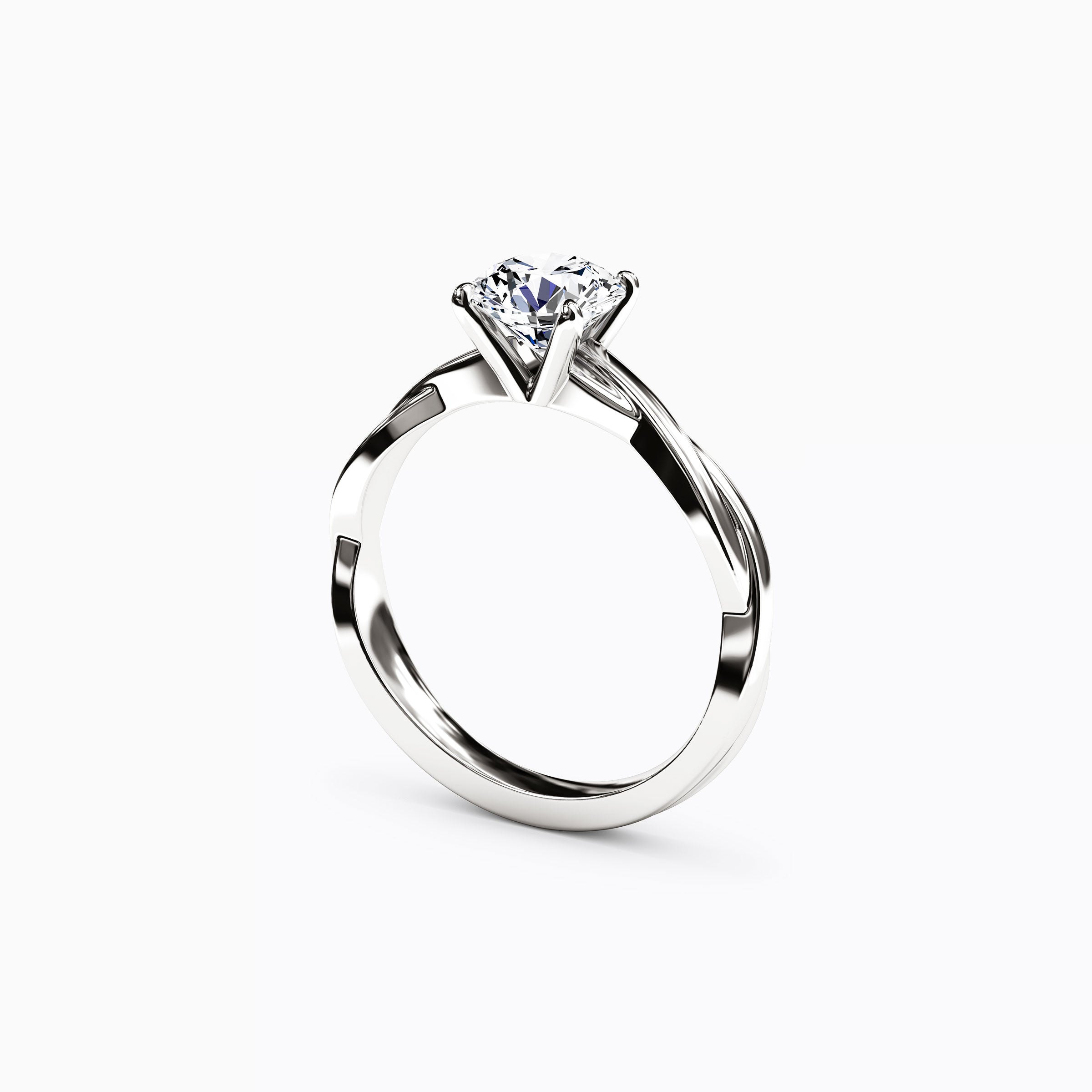 Solitaire Intertwined Engagement Ring in Platinum