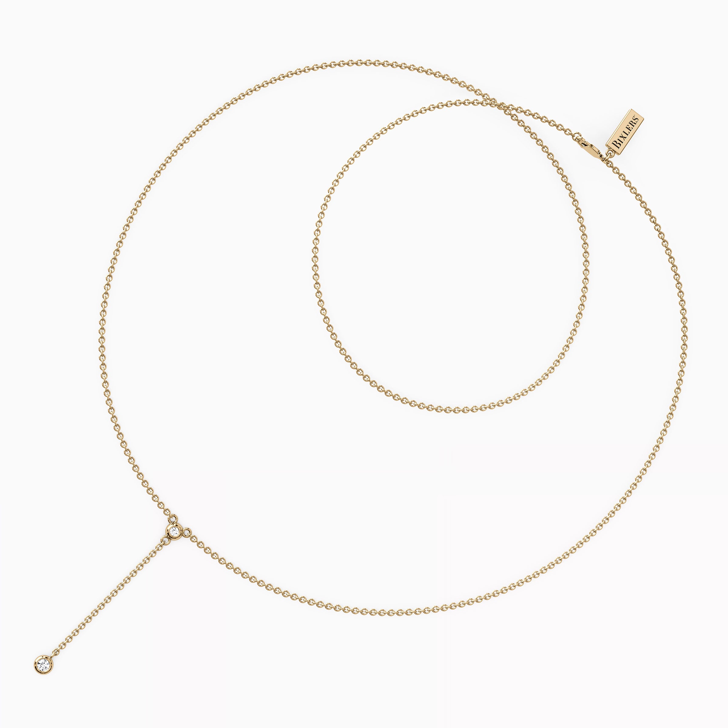 Diamond Mini Bezel Drop Necklace |14K Gold