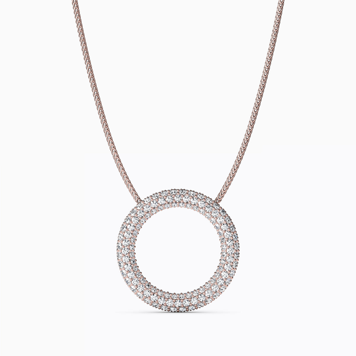 Collier cercle à rangée de diamants en or 14 carats