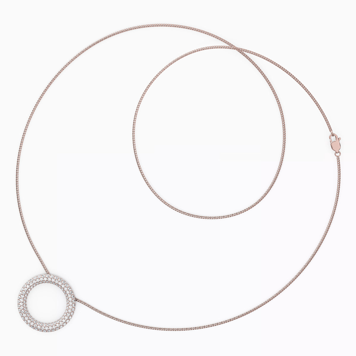 Collier cercle à rangée de diamants en or 14 carats