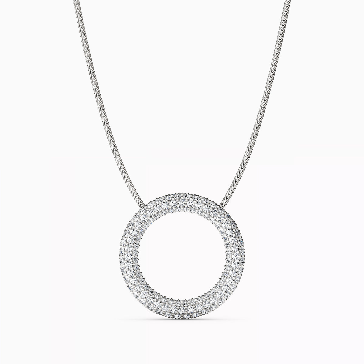 Collier cercle à rangée de diamants en or 14 carats