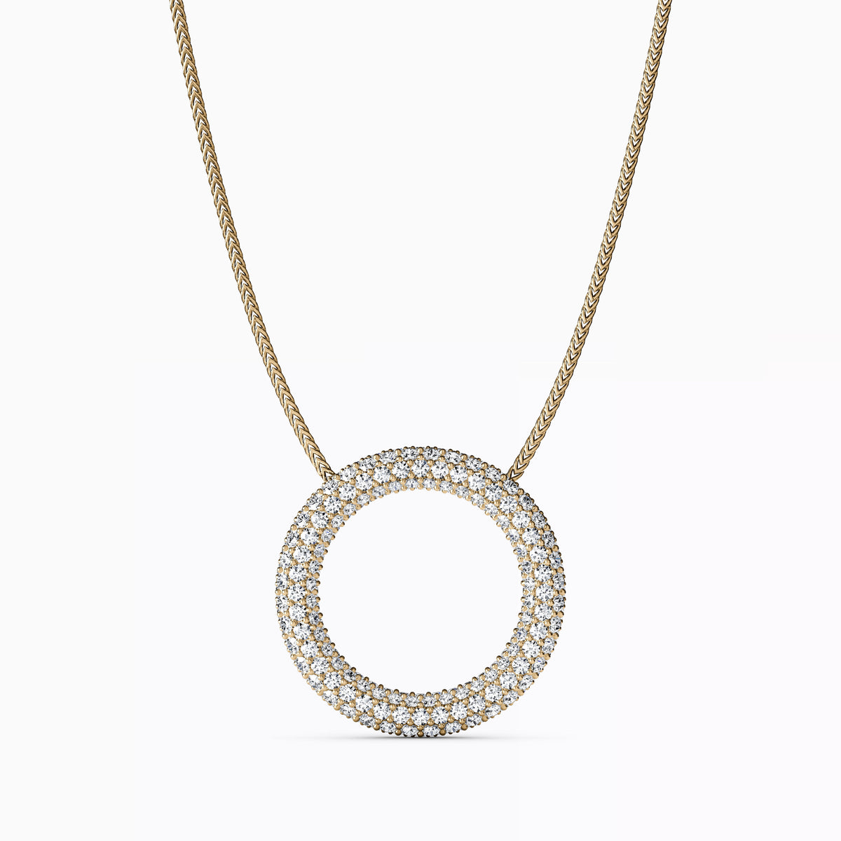 Collier cercle à rangée de diamants en or 14 carats