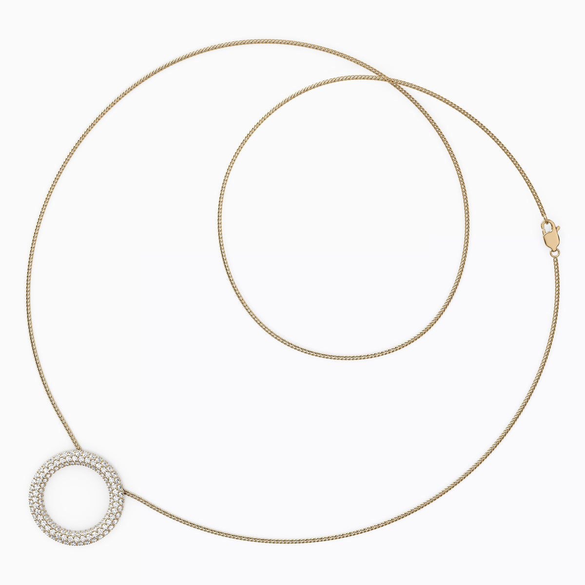 Collier cercle à rangée de diamants en or 14 carats