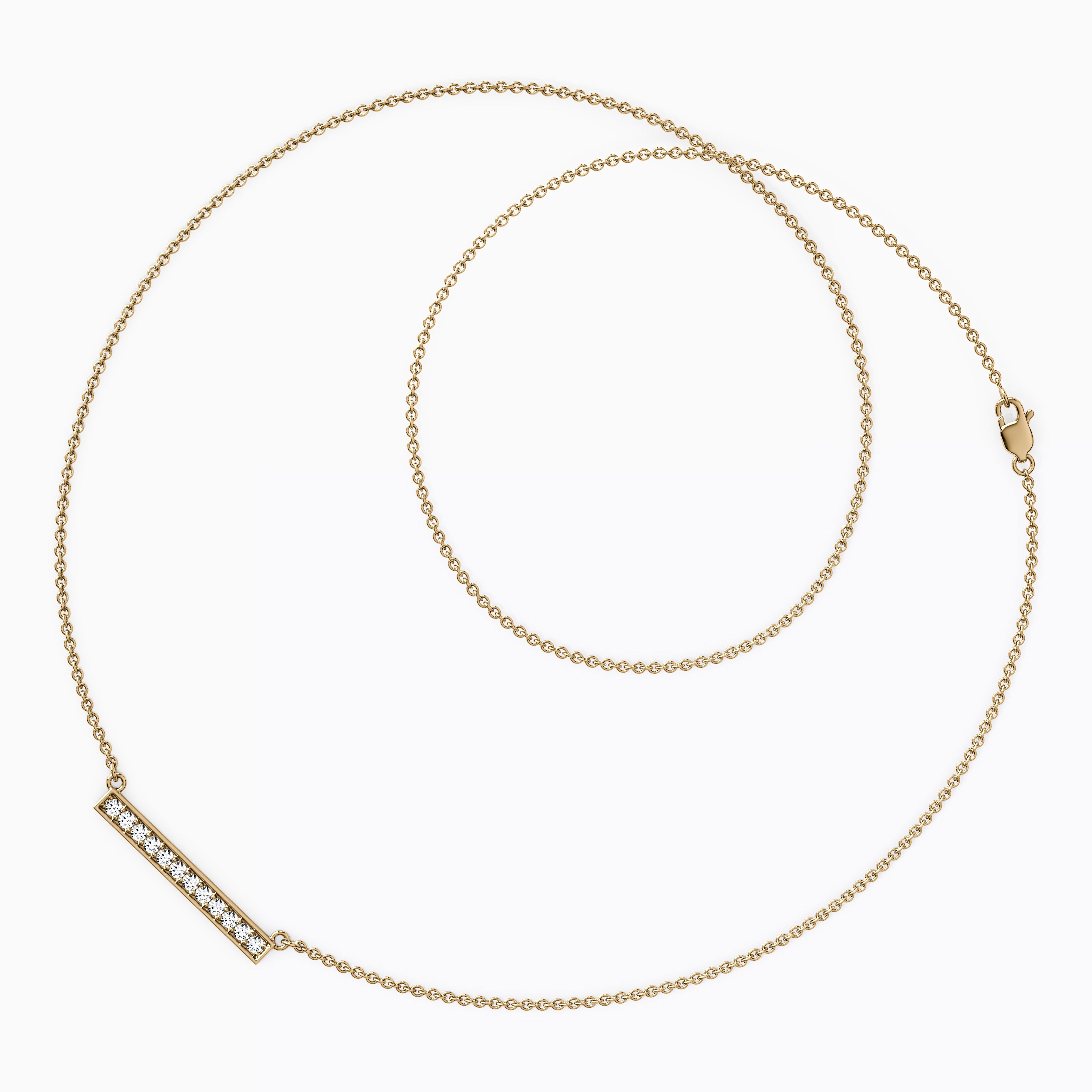 Diamond Bar Necklace | 14K Gold