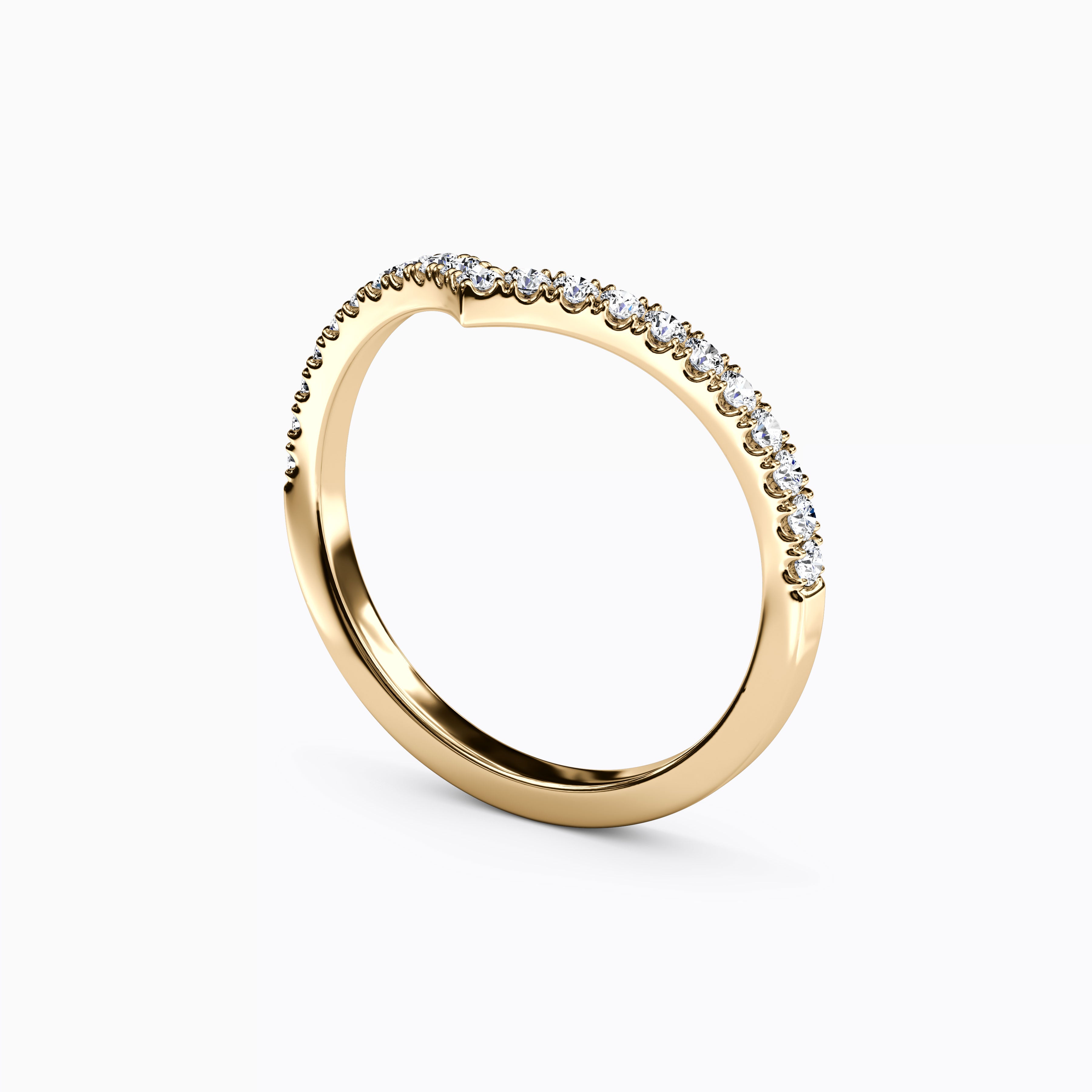 V Diamond Chevron Stackable Ring |14K Gold