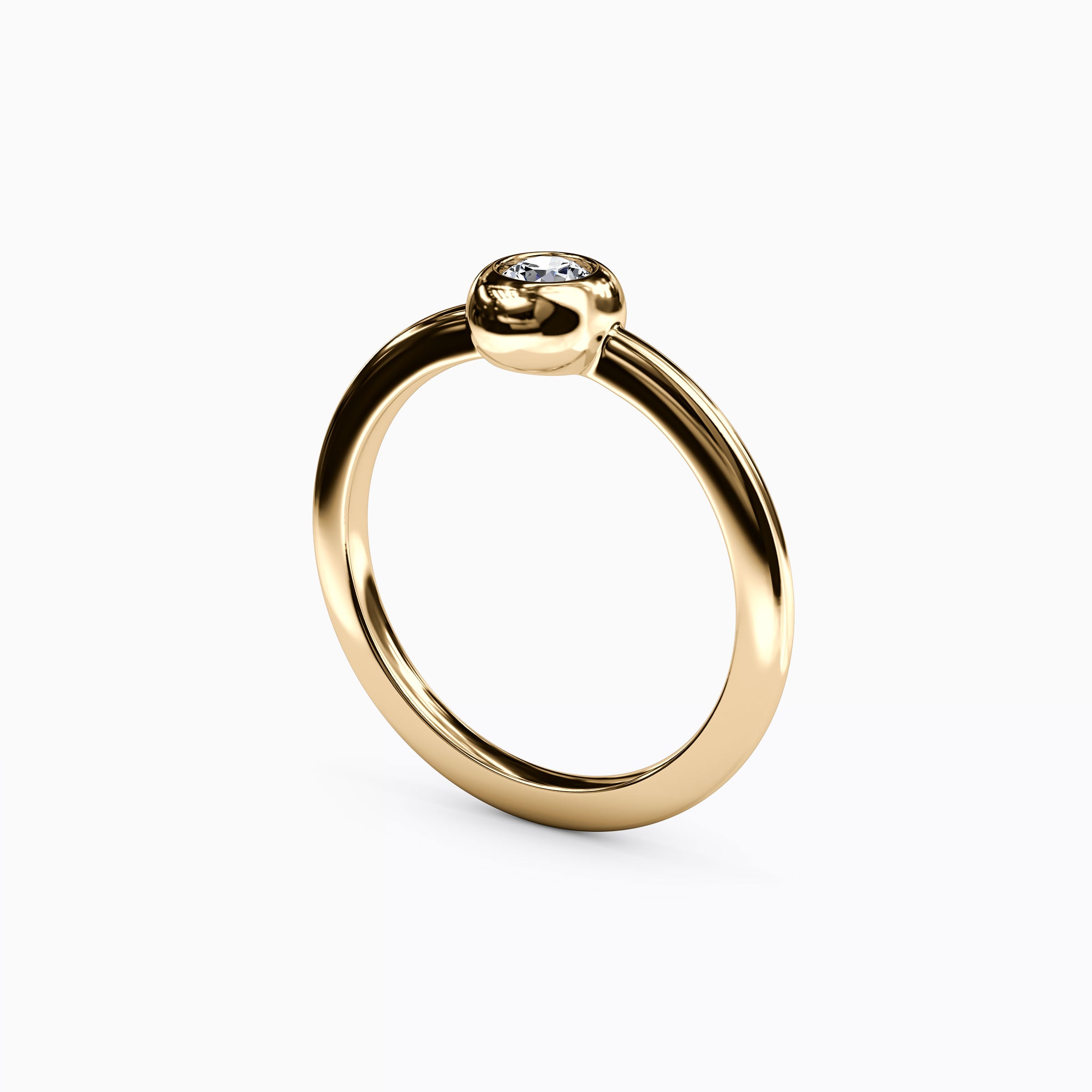 Single Diamond Bezel Ring | 14K Gold