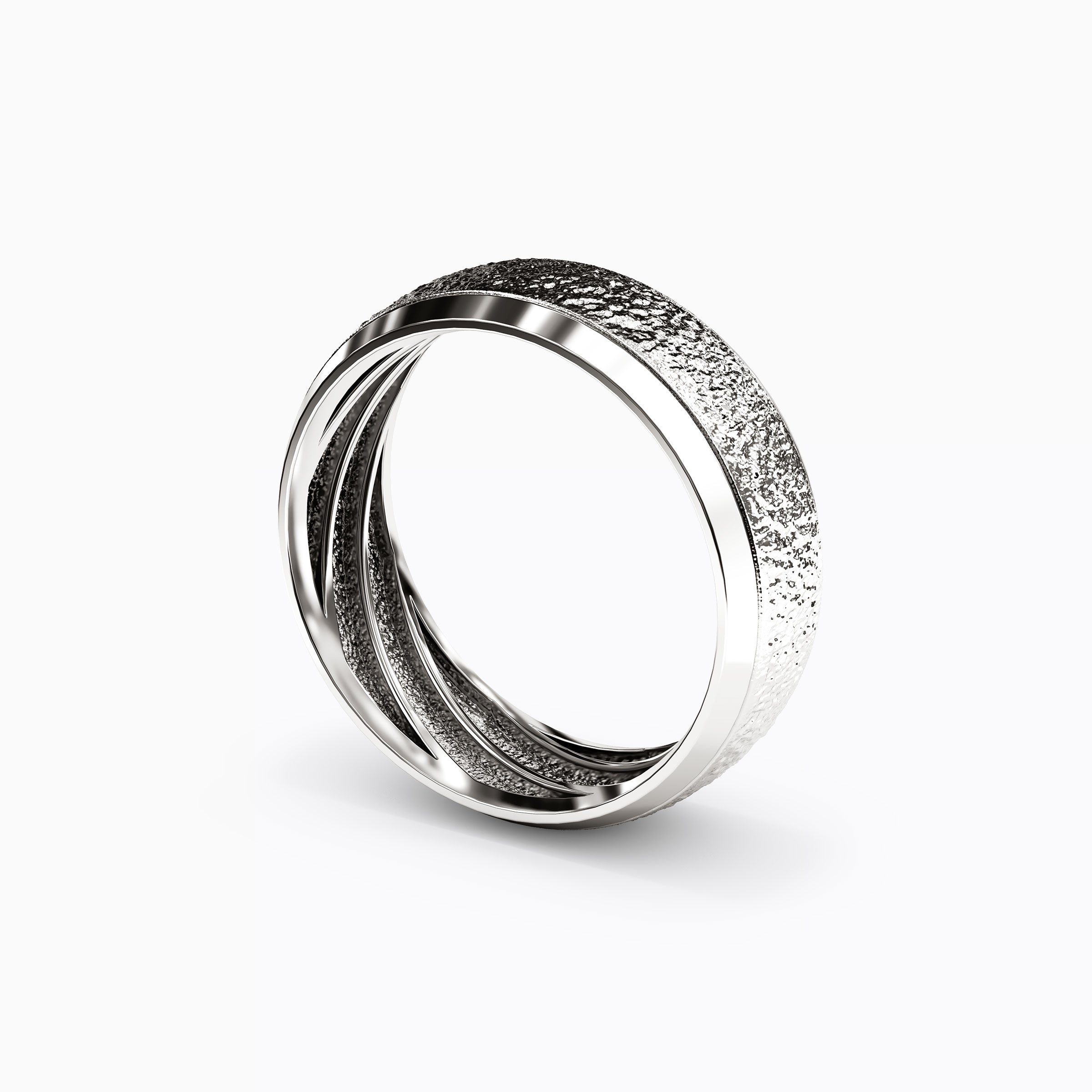 Stipple Finish Wedding Band in Platinum