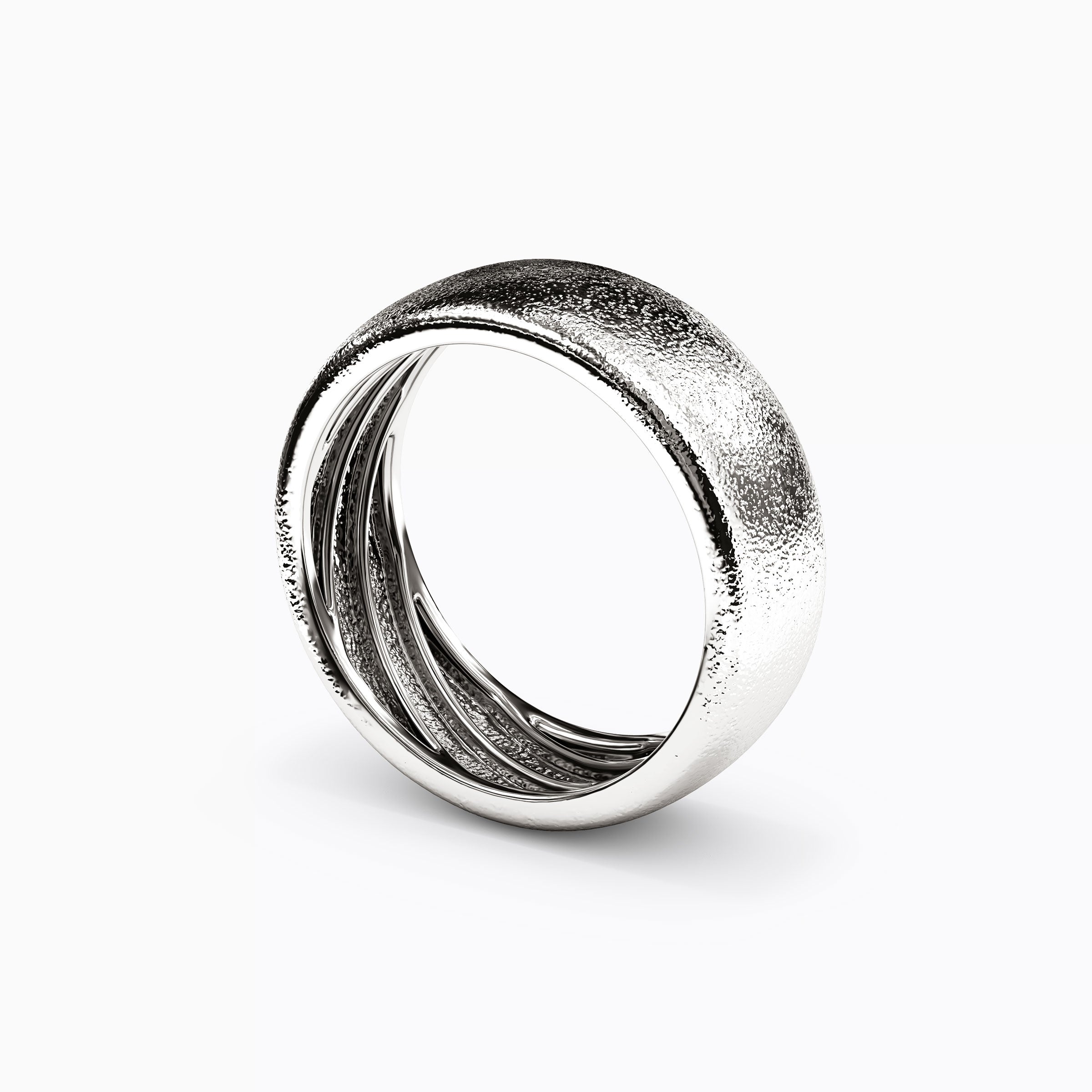 Diamond Brushed Wedding Band in Platinum