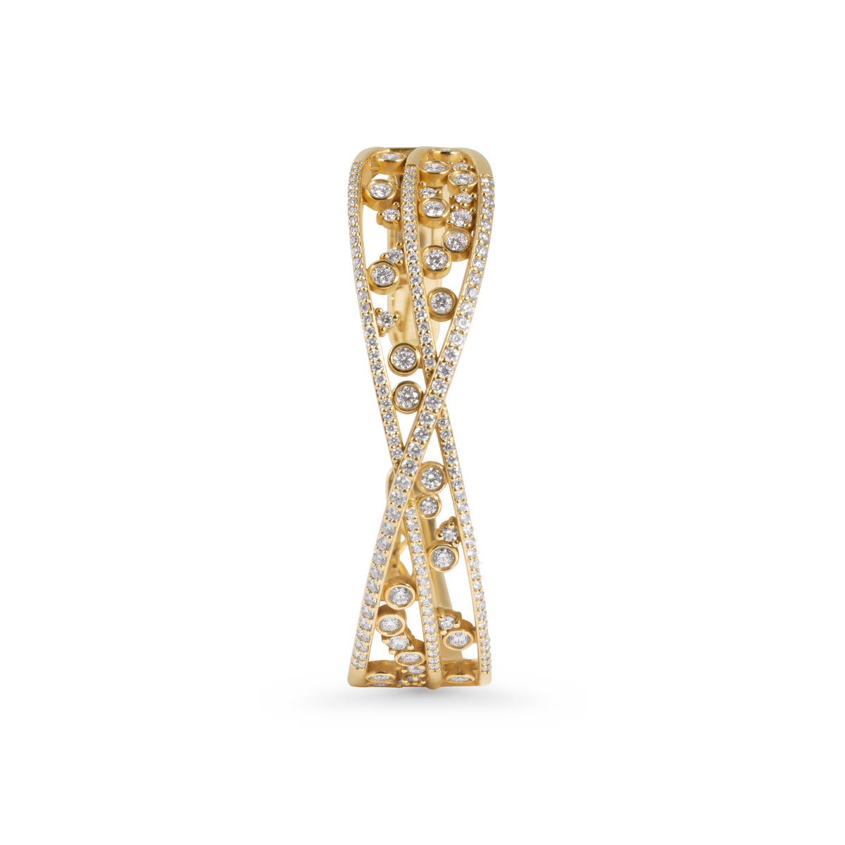 Bezel-Set Cuff Bracelet | Yellow Gold & Diamonds