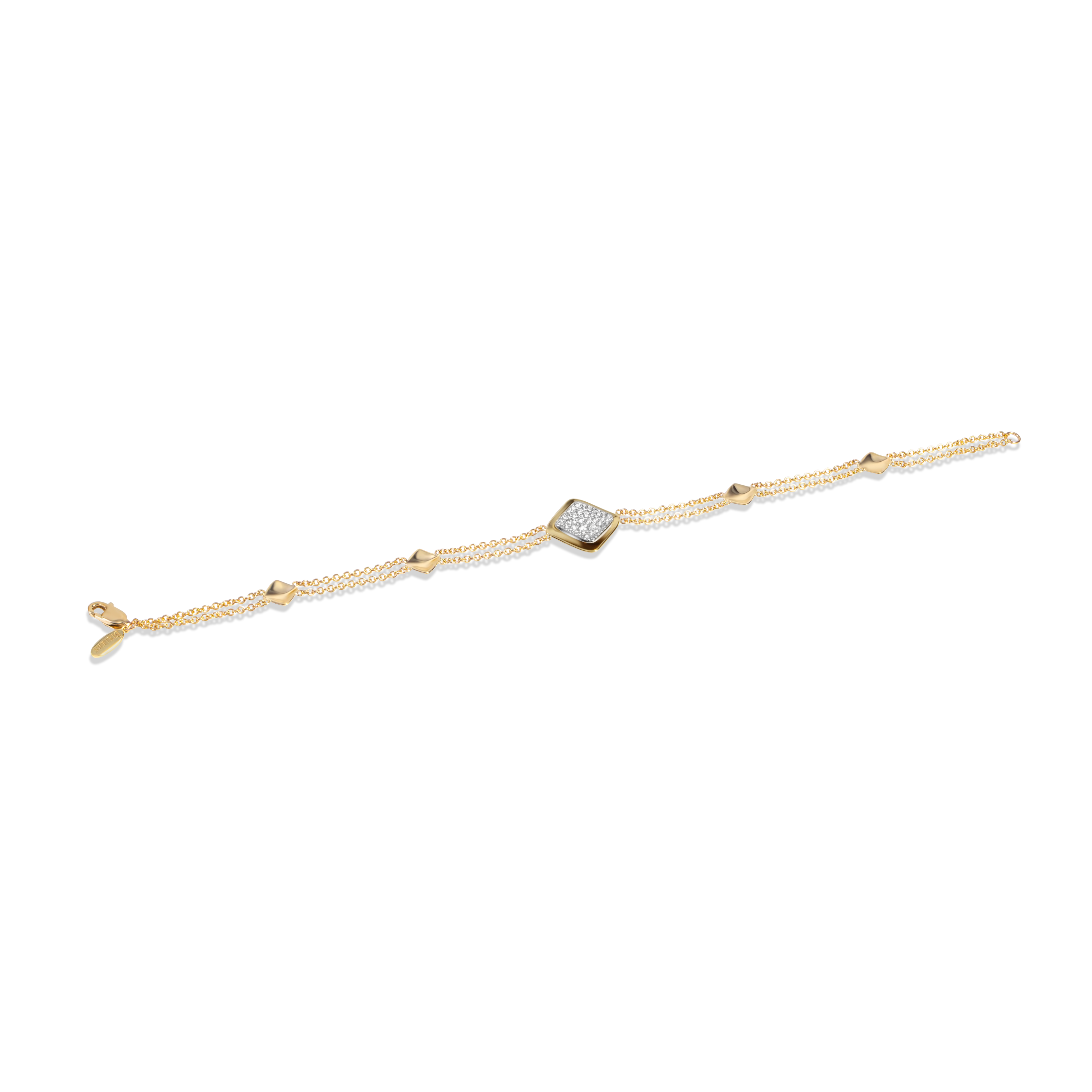 Bracelet à maillons fluides en or 18 carats et platine serti de diamants