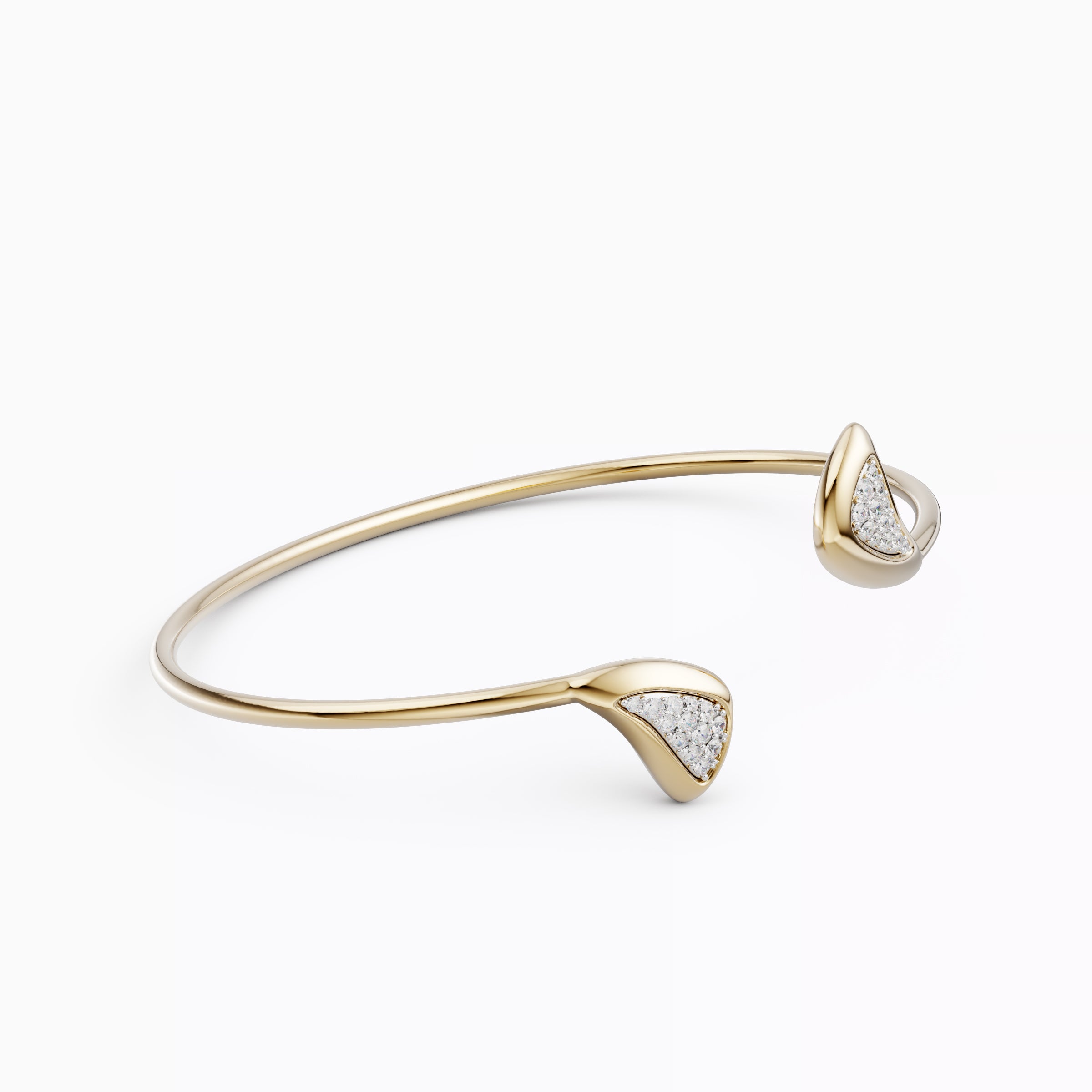 Bracelet manchette souple en forme de croissant en or 18 carats et platine avec diamants