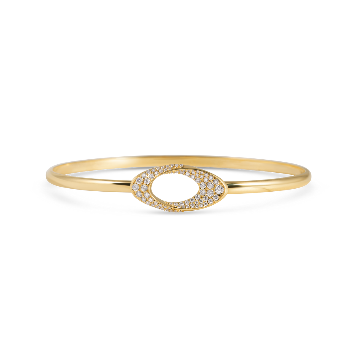 Pavé Oval Loop Flexible Bracelet | Yellow Gold and Diamonds