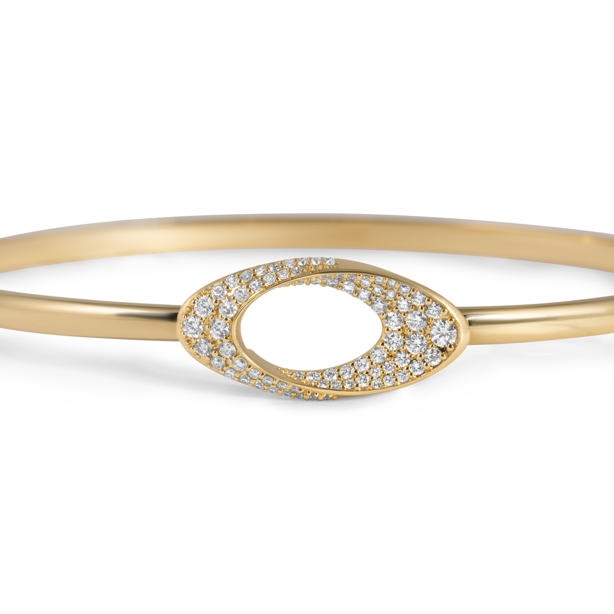 Pavé Oval Loop Flexible Bracelet | Yellow Gold and Diamonds