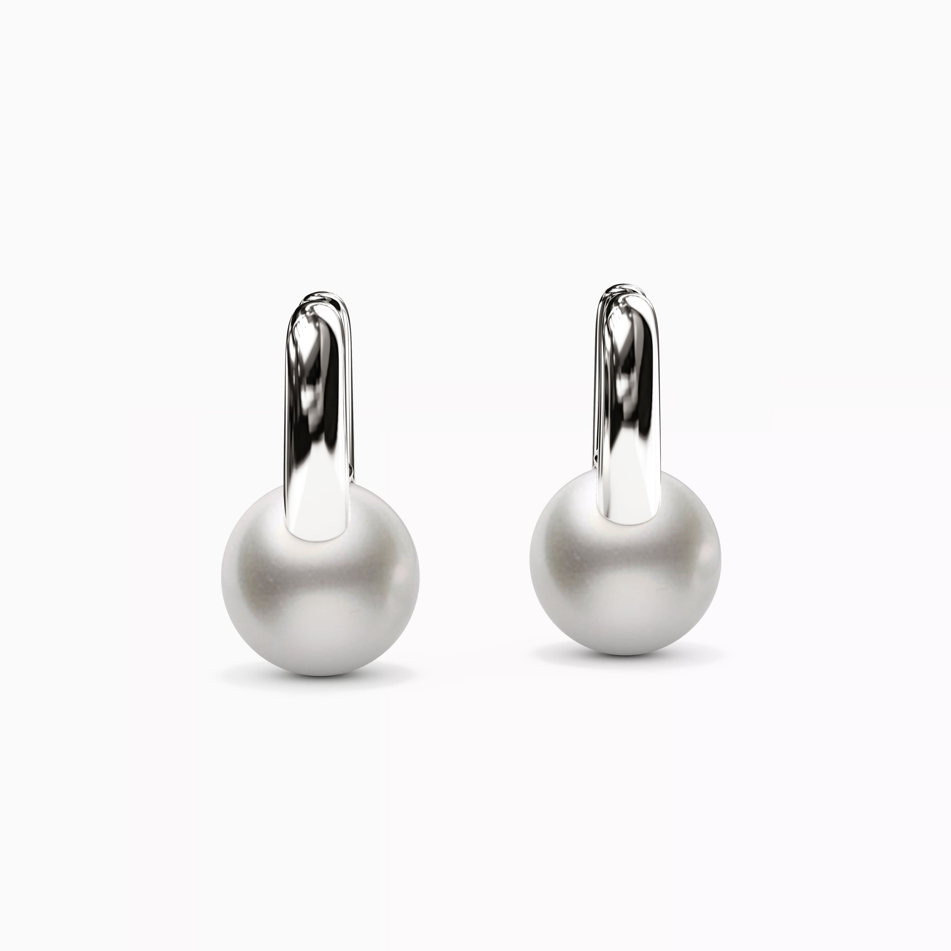 Huggie Hoop Akoya Pearl Earrings | 14K Gold