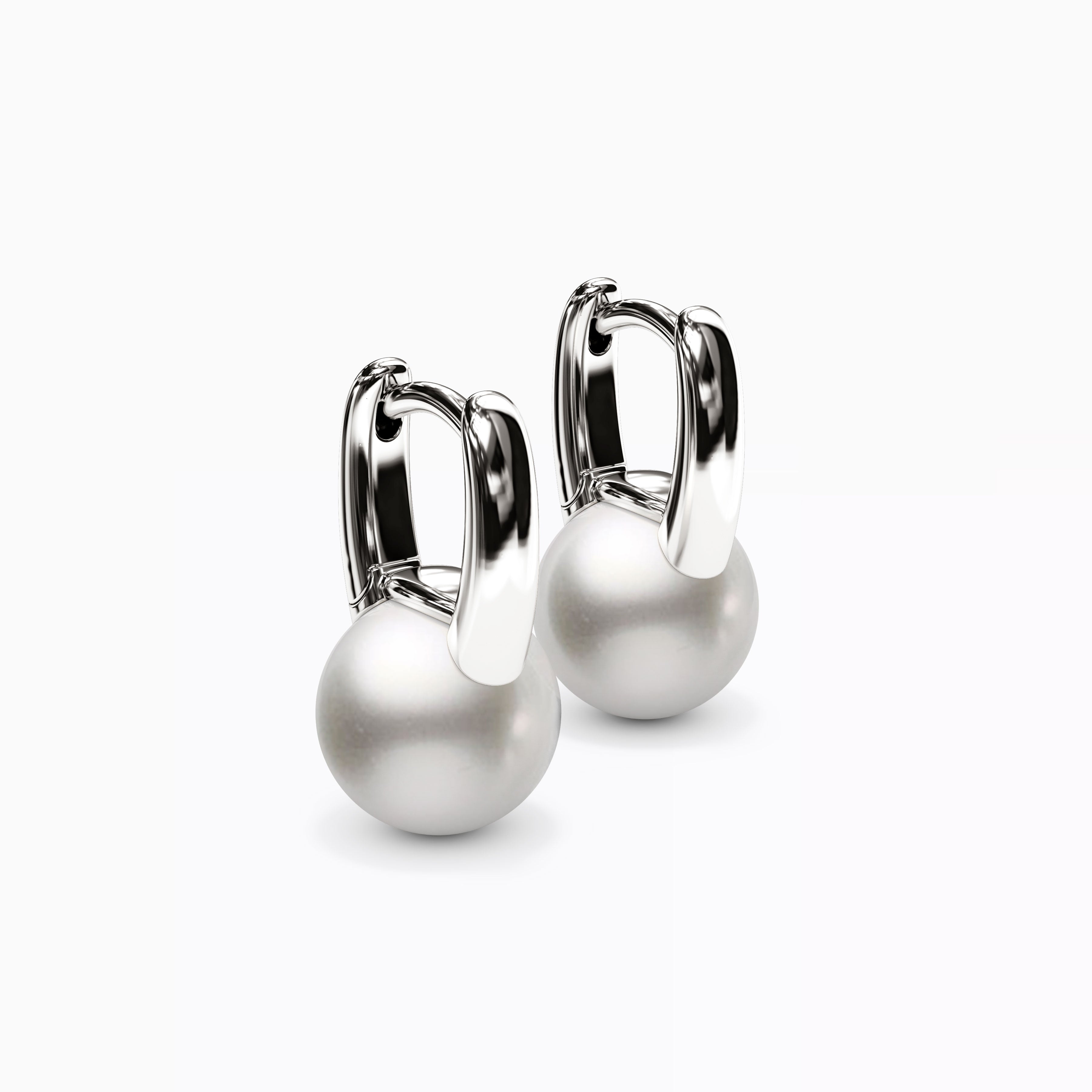 Huggie Hoop Akoya Pearl Earrings | 14K Gold