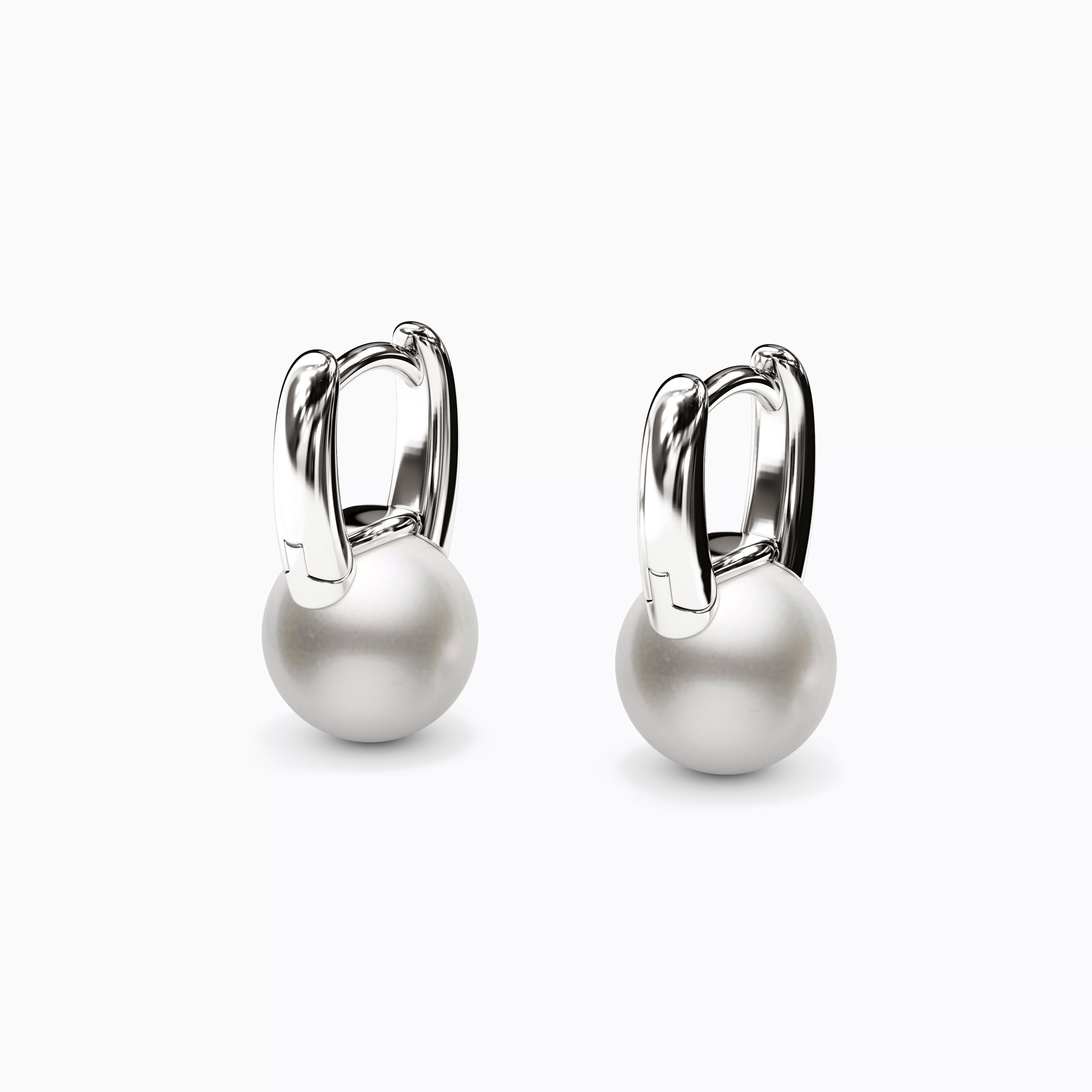 Huggie Hoop Akoya Pearl Earrings | 14K Gold