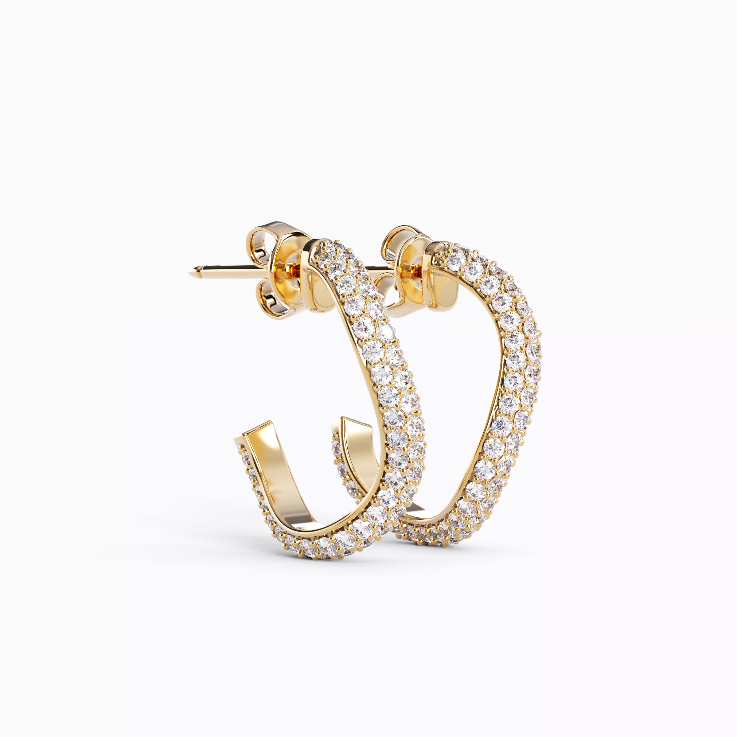 Boucles d'oreilles créoles ouvertes serties de diamants | Or 18 carats