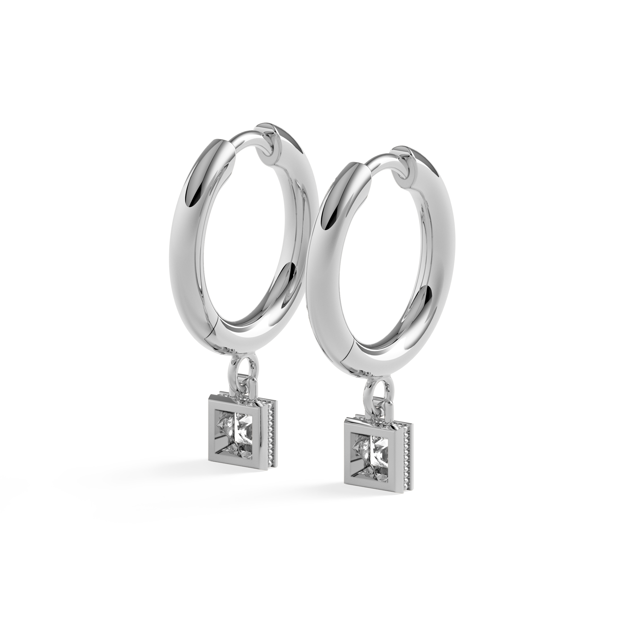 Boucles d'oreilles créoles à diamants | Platine