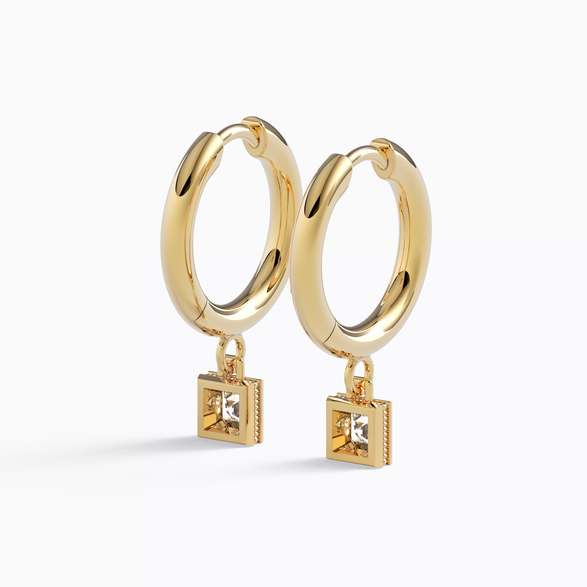 Diamond stud hoop earrings 18K Gold