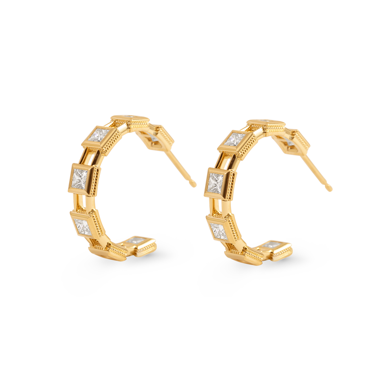 Diamond Hoop Earrings 18K Gold