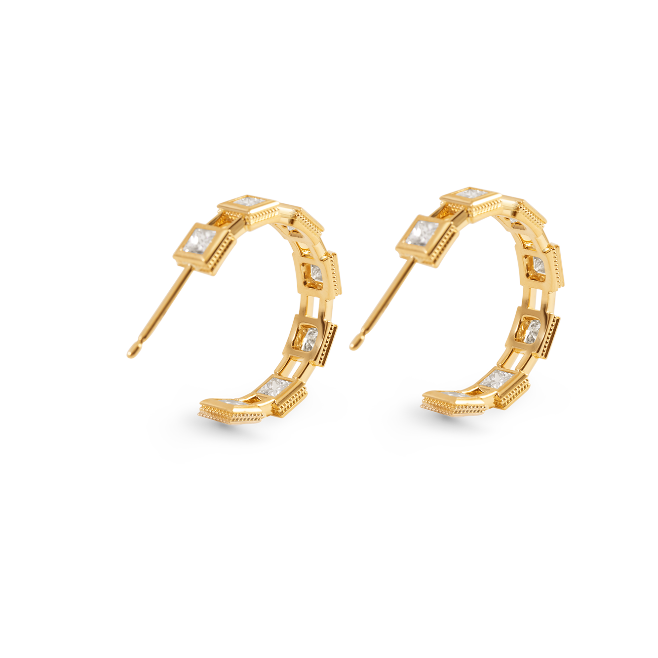 Diamond Hoop Earrings 18K Gold