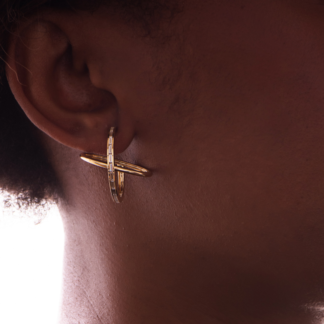 Boucles d'oreilles créoles en diamants orbitaux | Or 18 carats