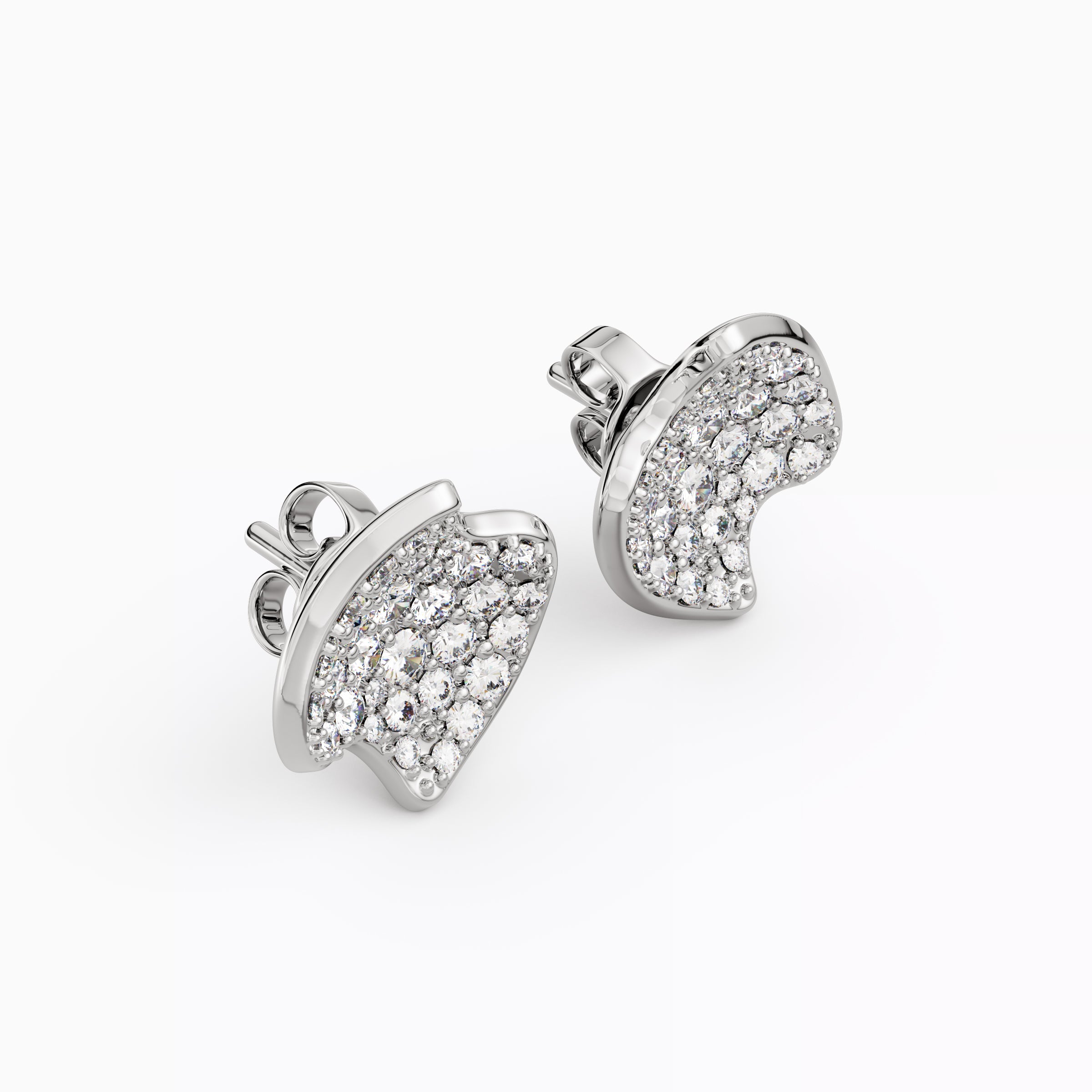 Boucles d'oreilles puces en diamant | Platine