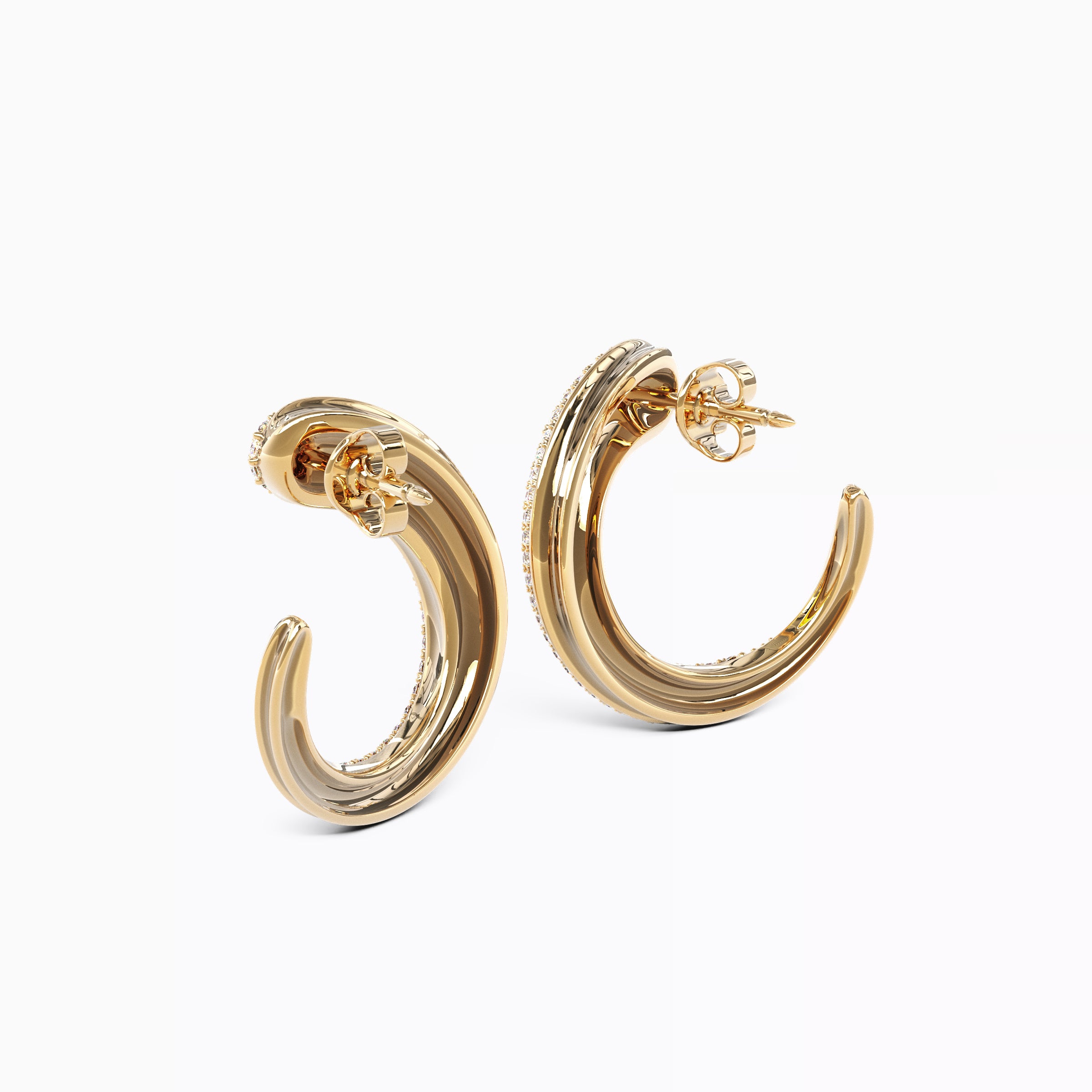 Boucles d'oreilles créoles en diamants | Or 18 carats