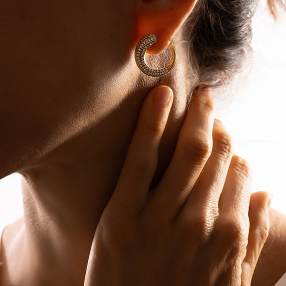Boucles d'oreilles créoles en diamants | Or 18 carats