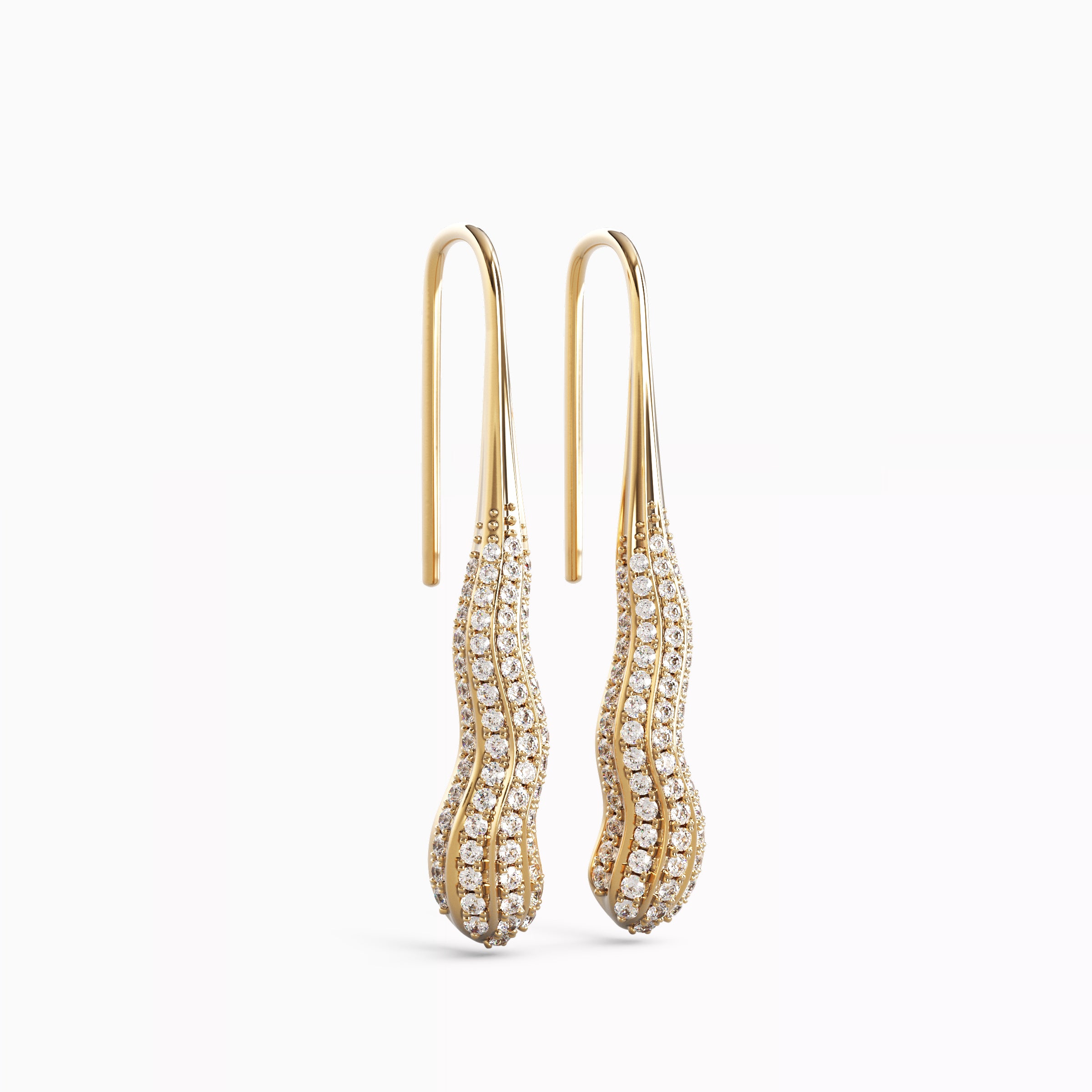 Boucles d'oreilles pendantes en diamants | Or 18 carats