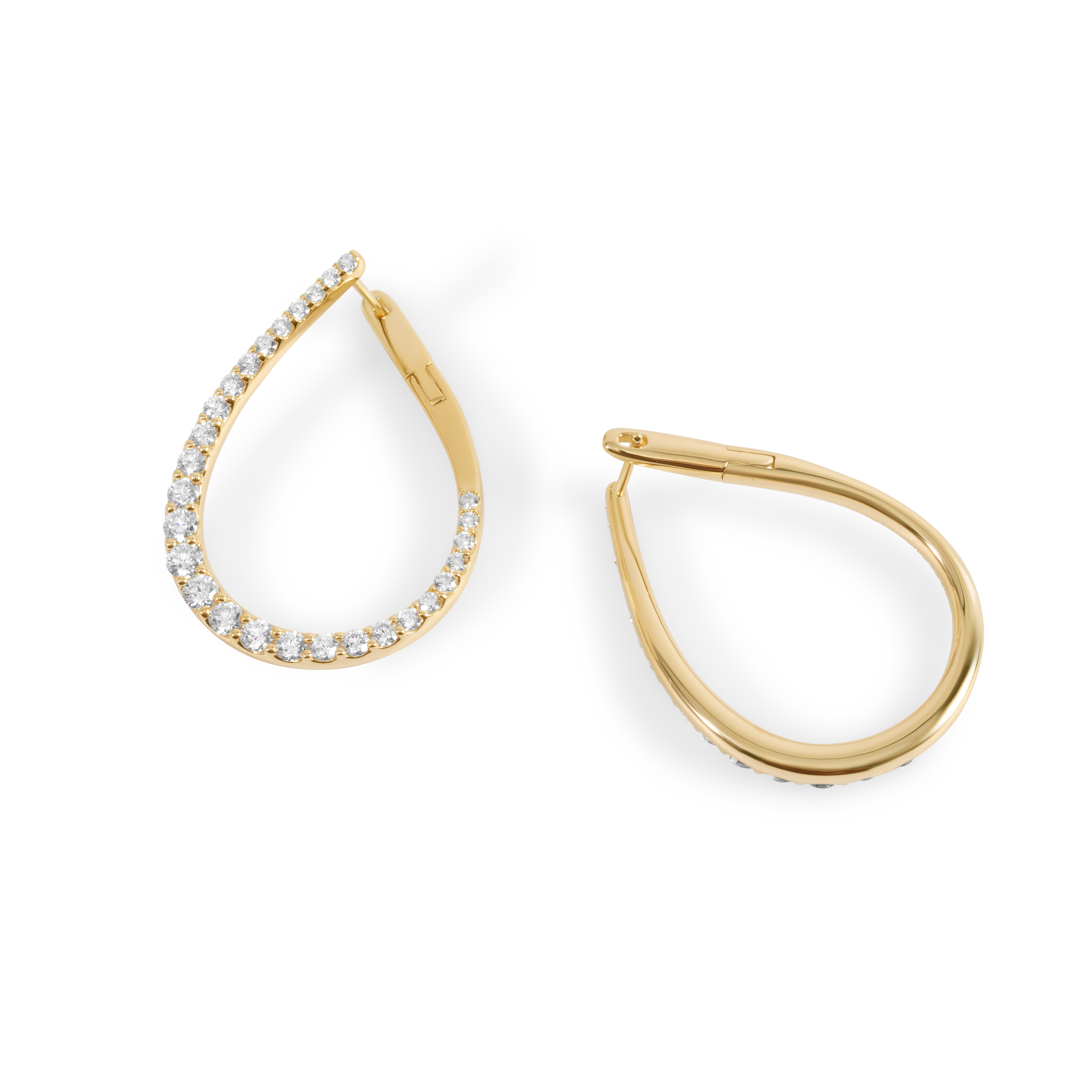 Diamond teardrop hoop earrings | 14K Gold