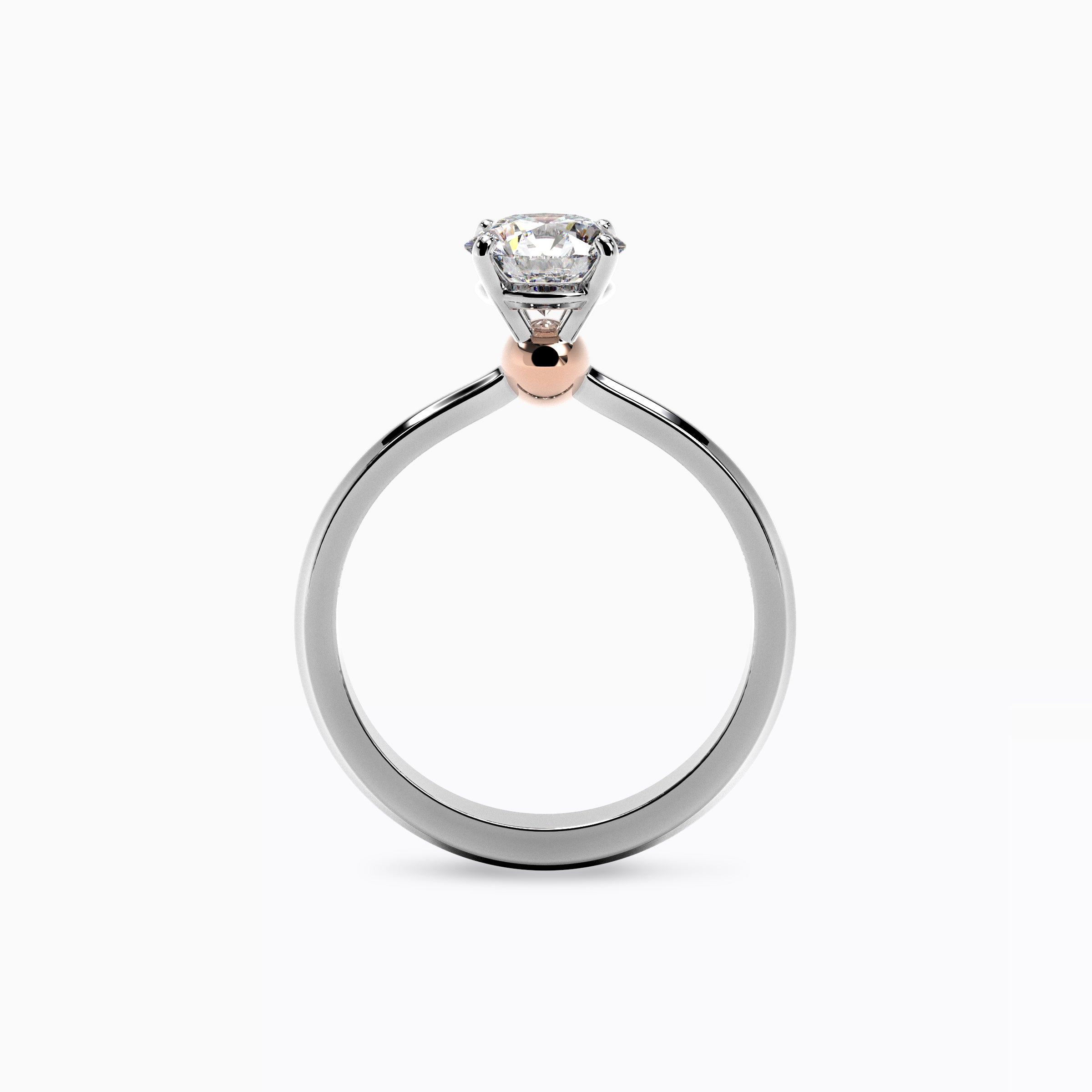 Bague de fiançailles sphérique en or rose 18 carats et platine