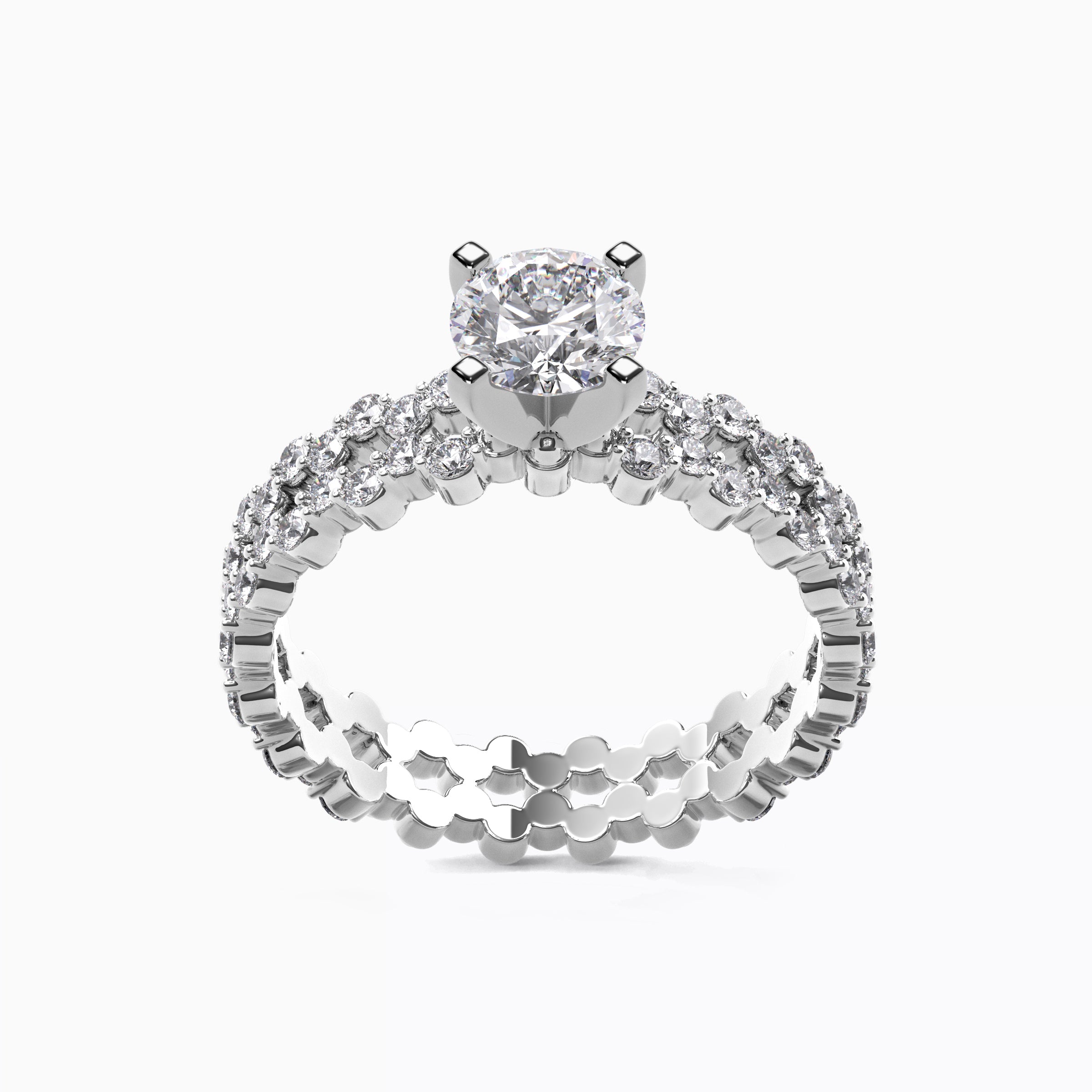 Aysmmetric Solitaire Engagement Ring in Platinum with Diamonds